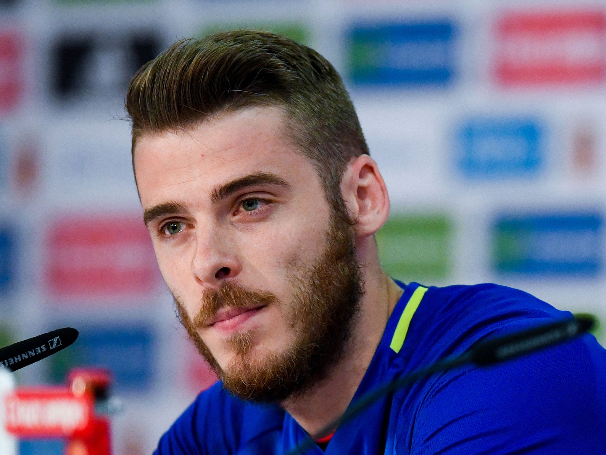 David De Gea addresses the media at a press conference on Friday