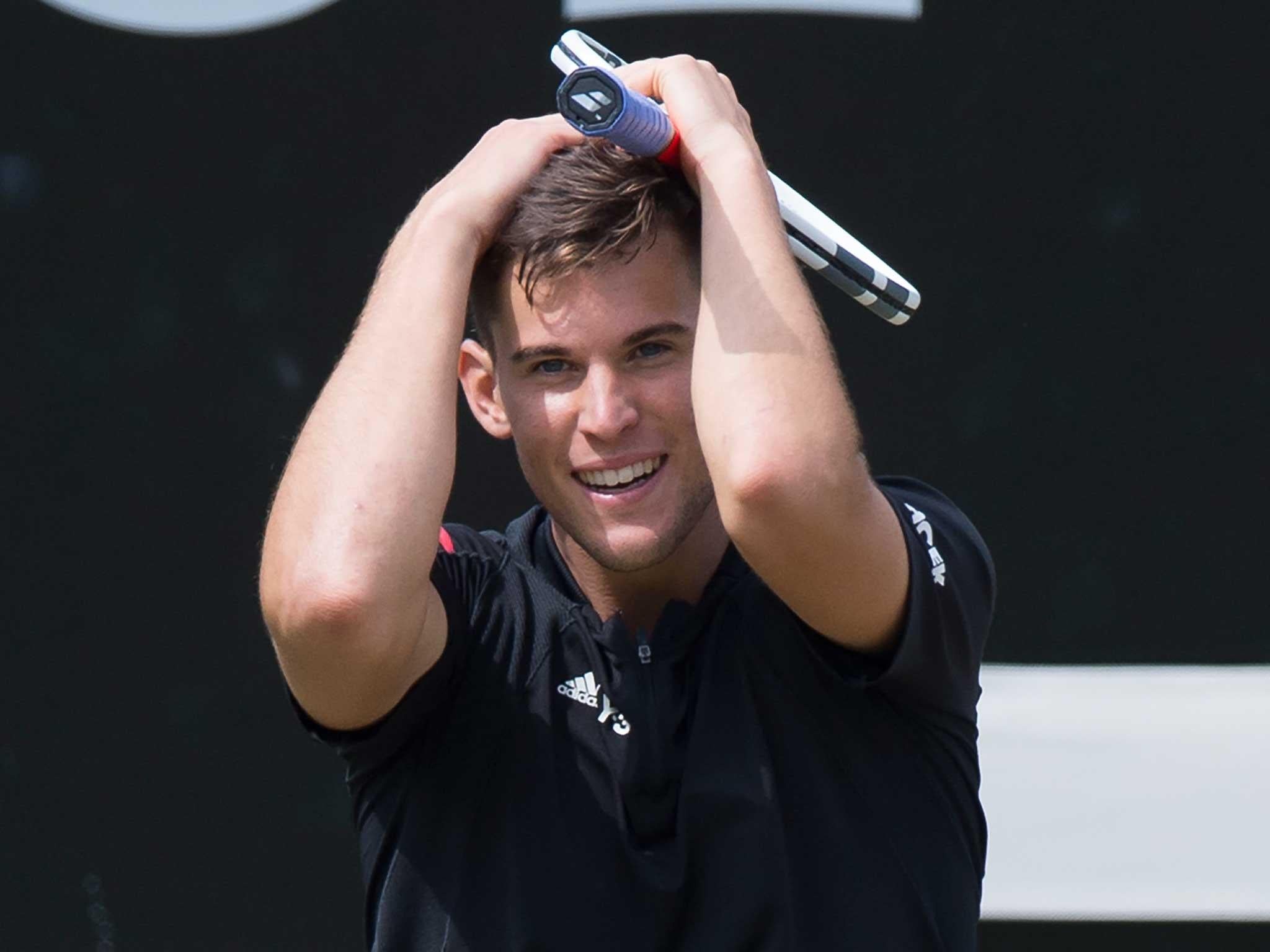 Dominic Thiem celebrates his semi-final victory