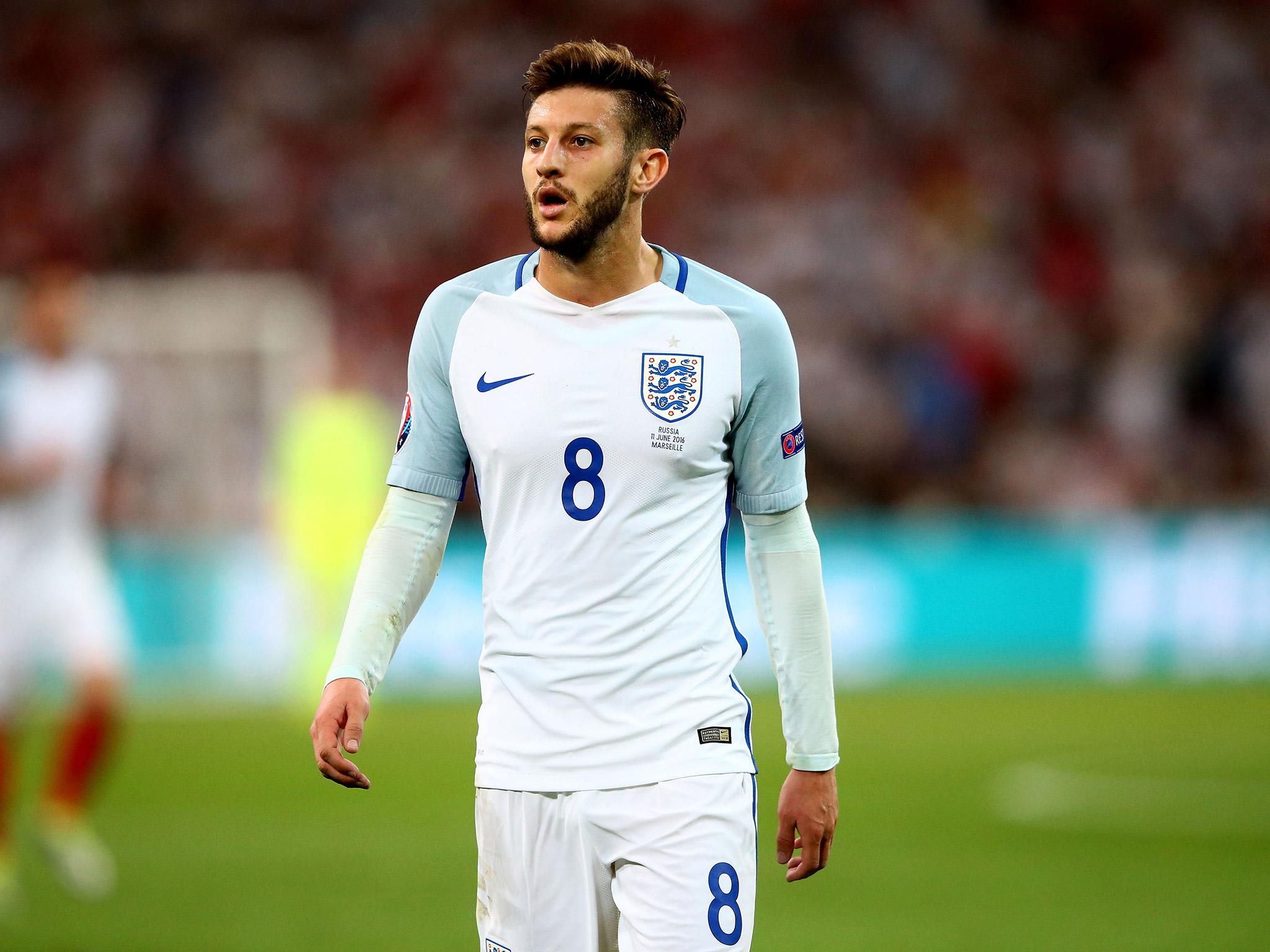 Lallana during England's game with Russia