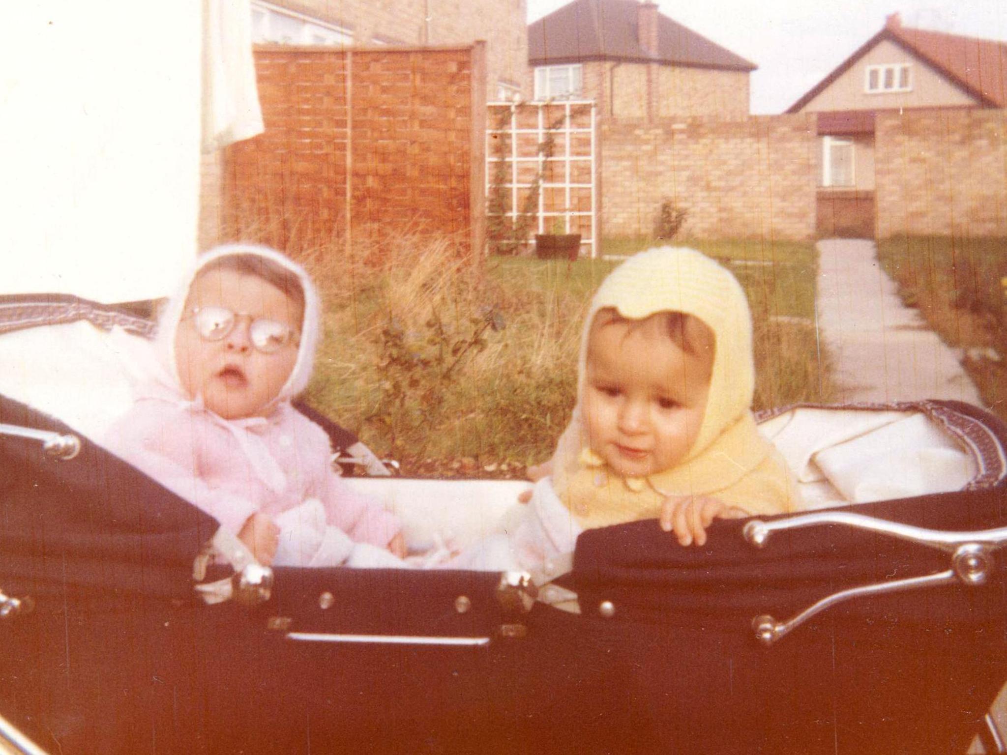 Ed Green with his twin Jenny as babies