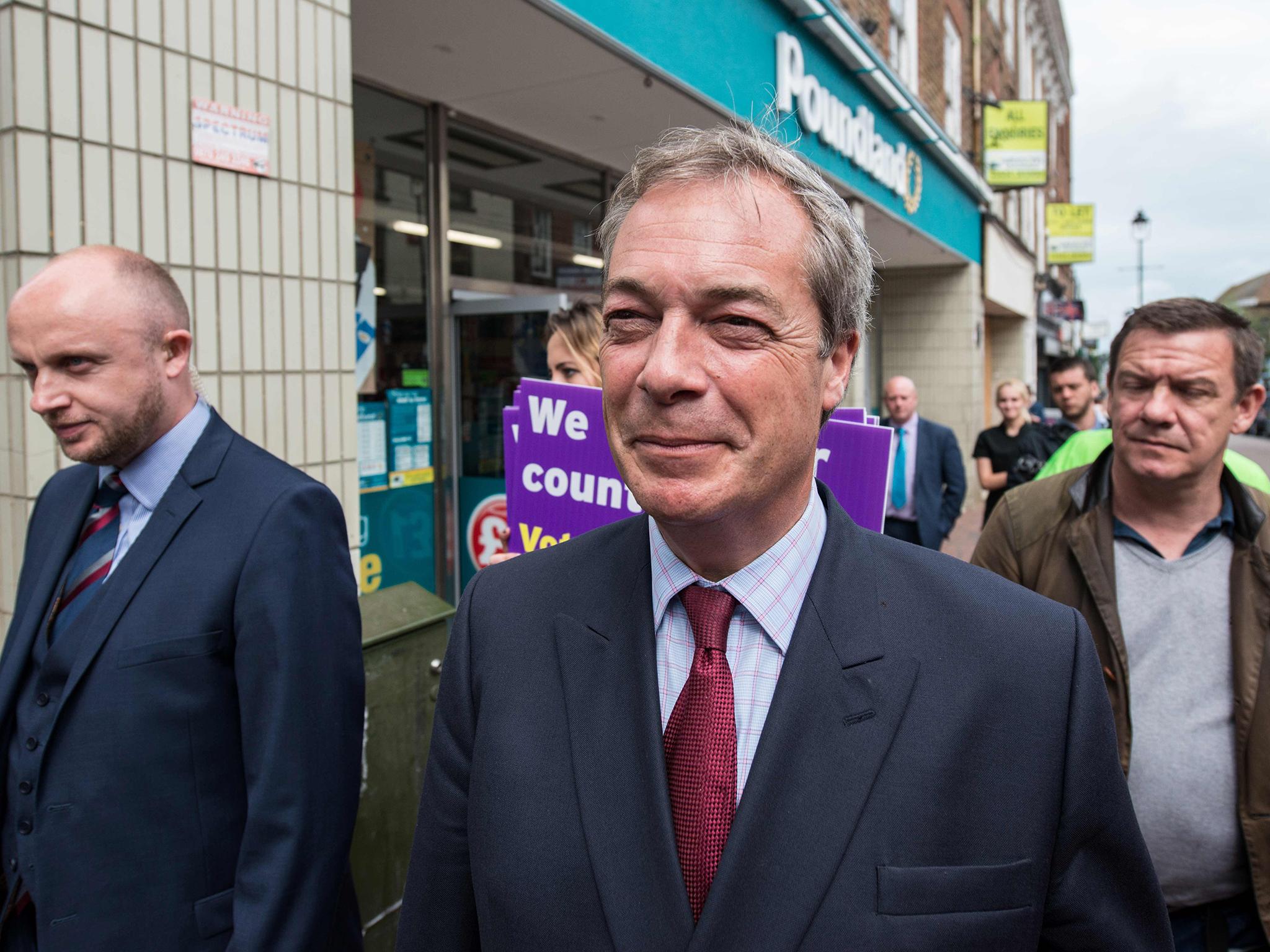 Nigel Farage visiting Sittingbourne for the Brexit campaign yesterday