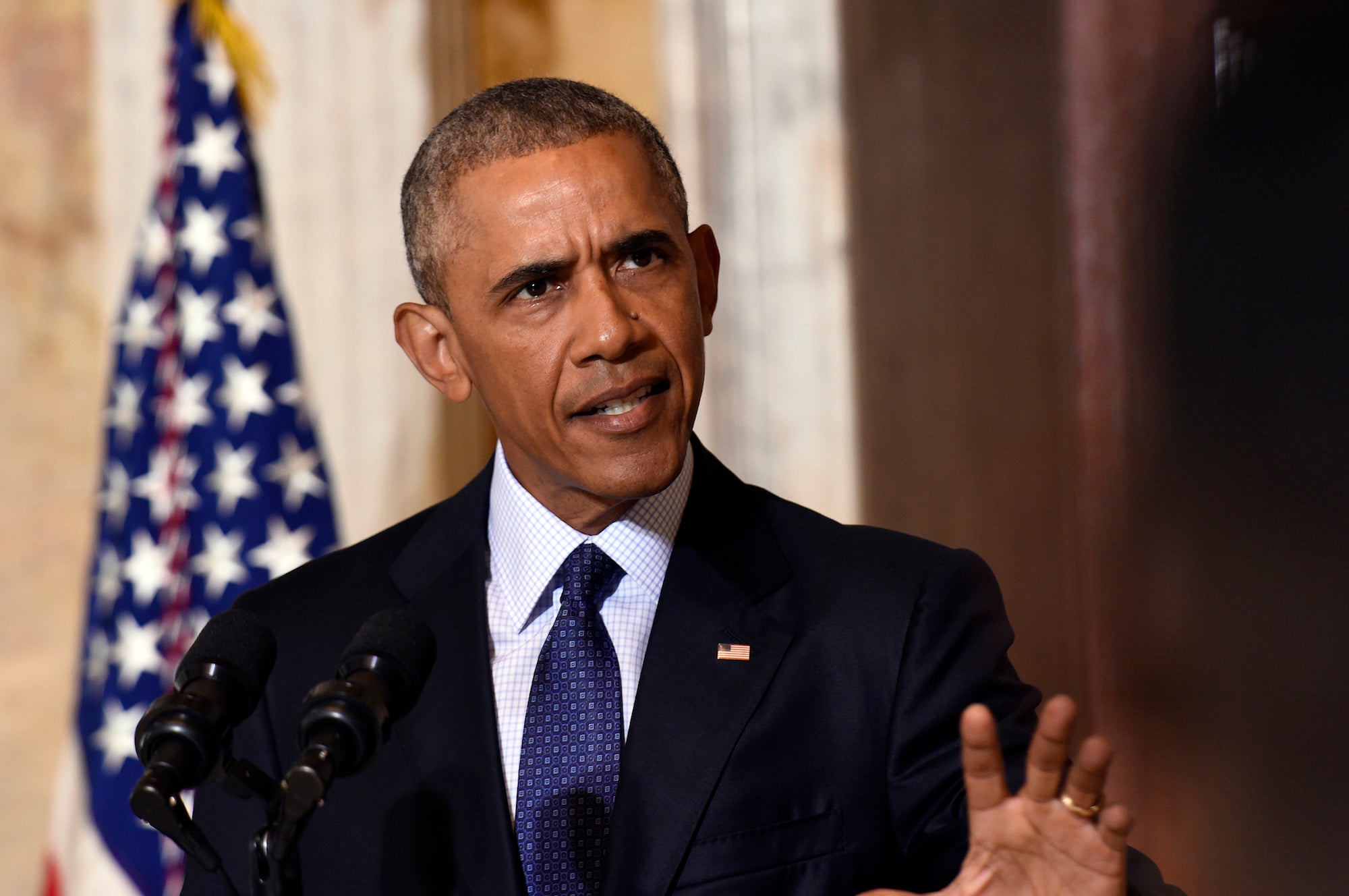 President Barack Obama speaks after his meeting with the National Security Council.