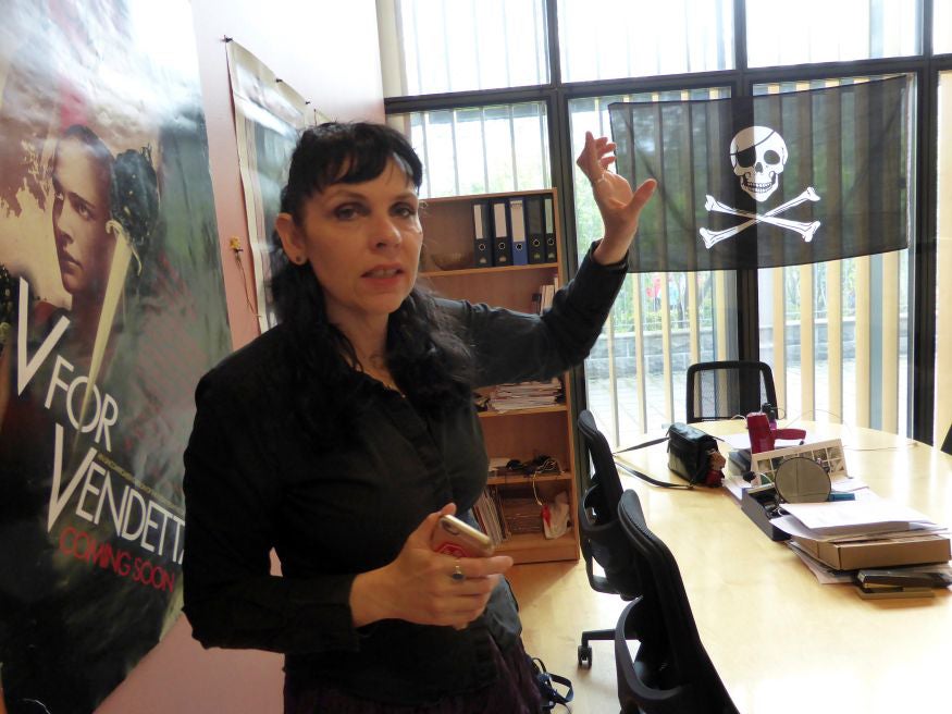 Leader of the Pirate Party of Iceland Birgitta Jonsdottir, poses for a picture at the party‚Äôs office in the Icelandic Parliament in Reykjavik