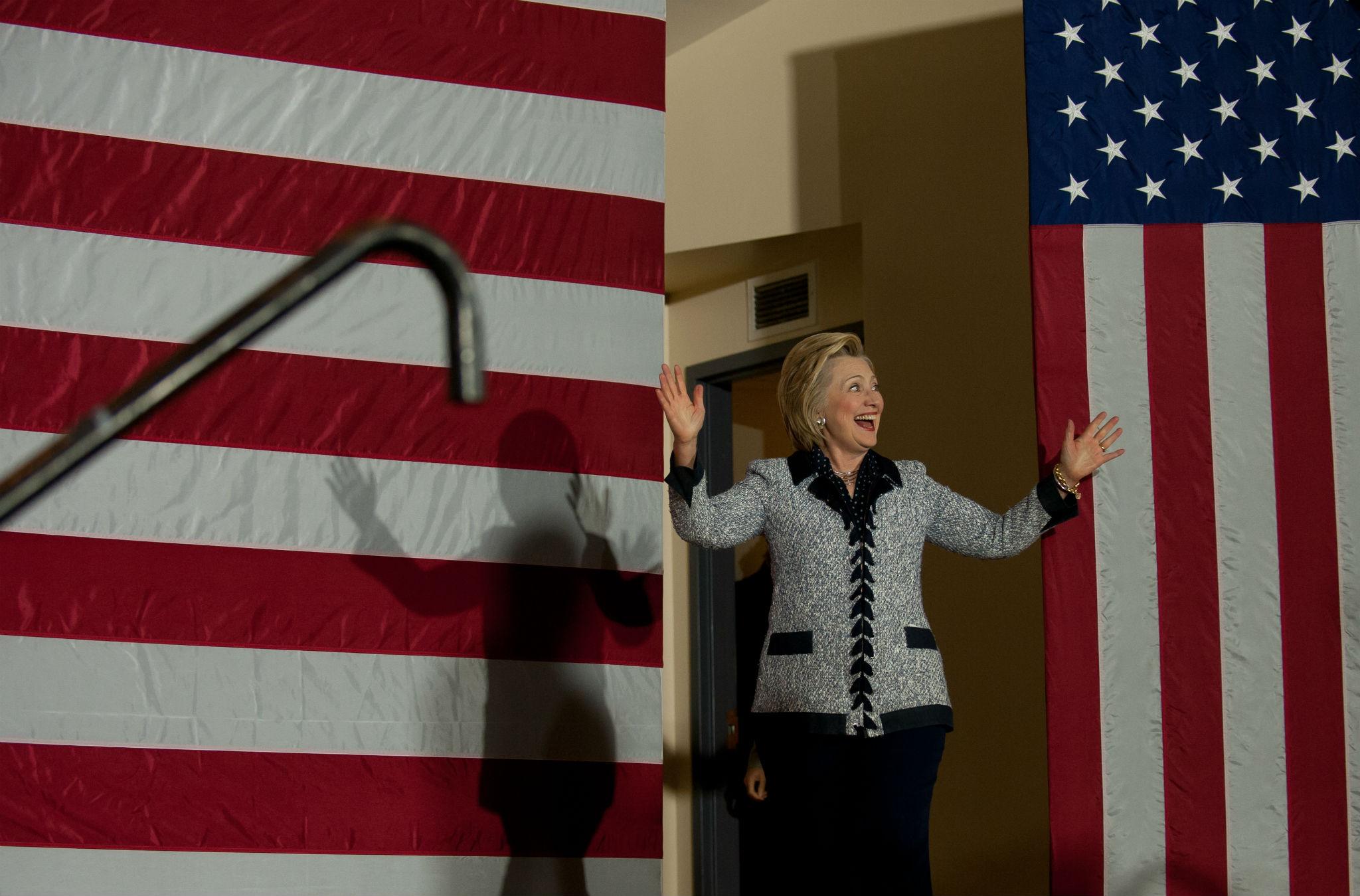 Hillary Clinton campaigned in Pennsylvania on Tuesday, before returning to Washington DC to meet with Bernie Sanders