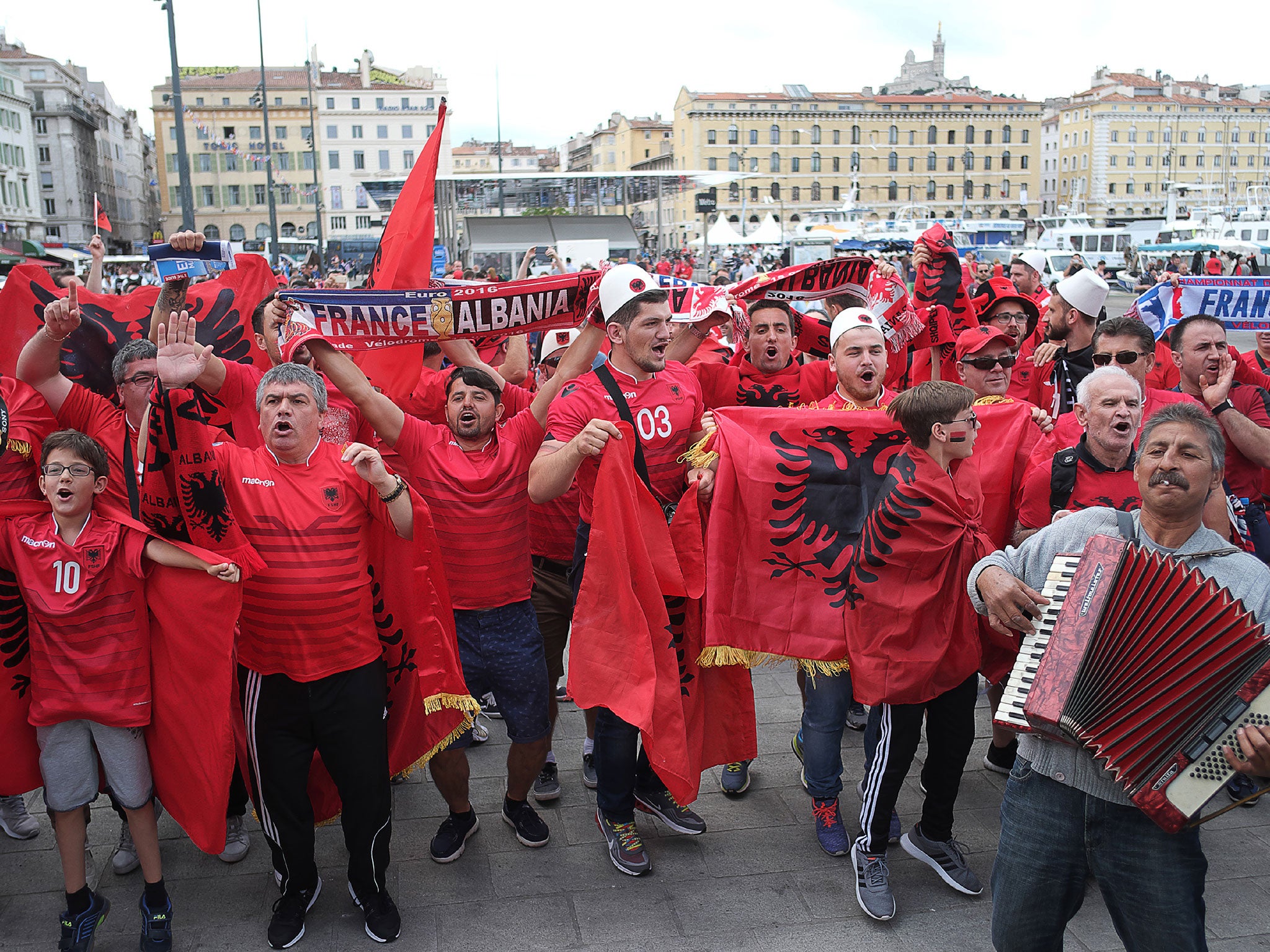 Albania fans ahead of their game against France