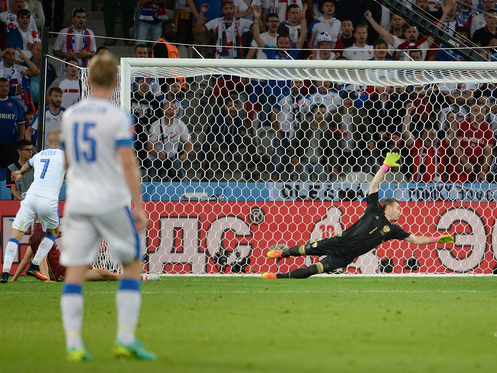 Vladimir Weiss curls in against Russia