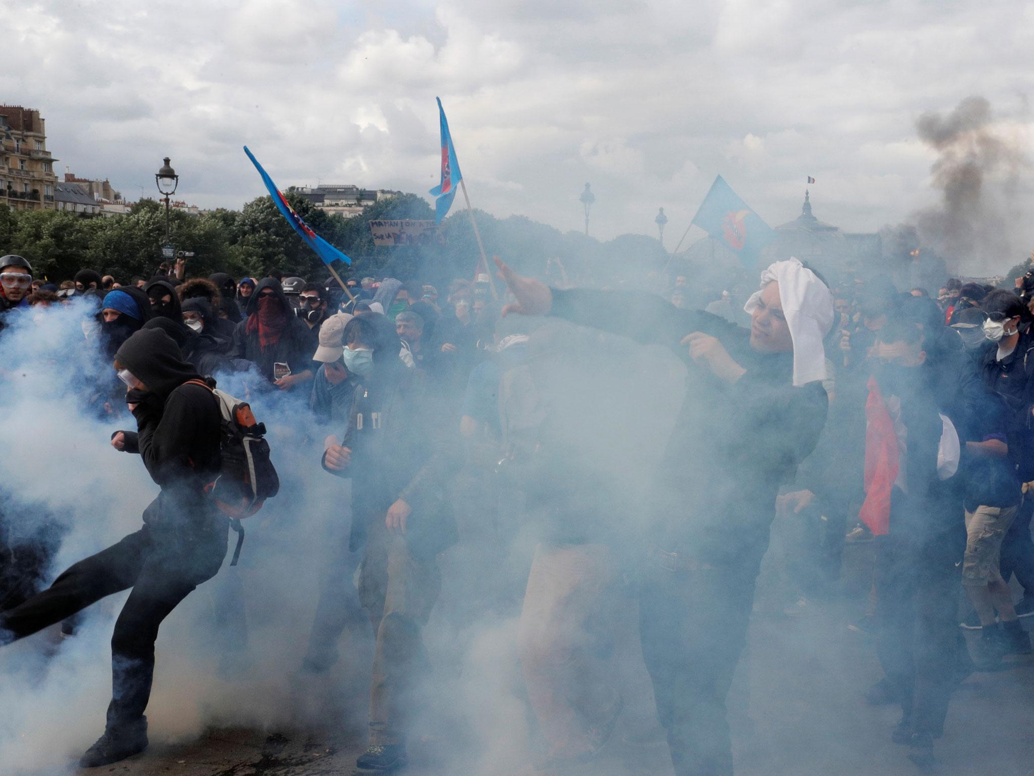 The marches in Paris were one of a number of demonstrations against plans to make French employment laws more flexible