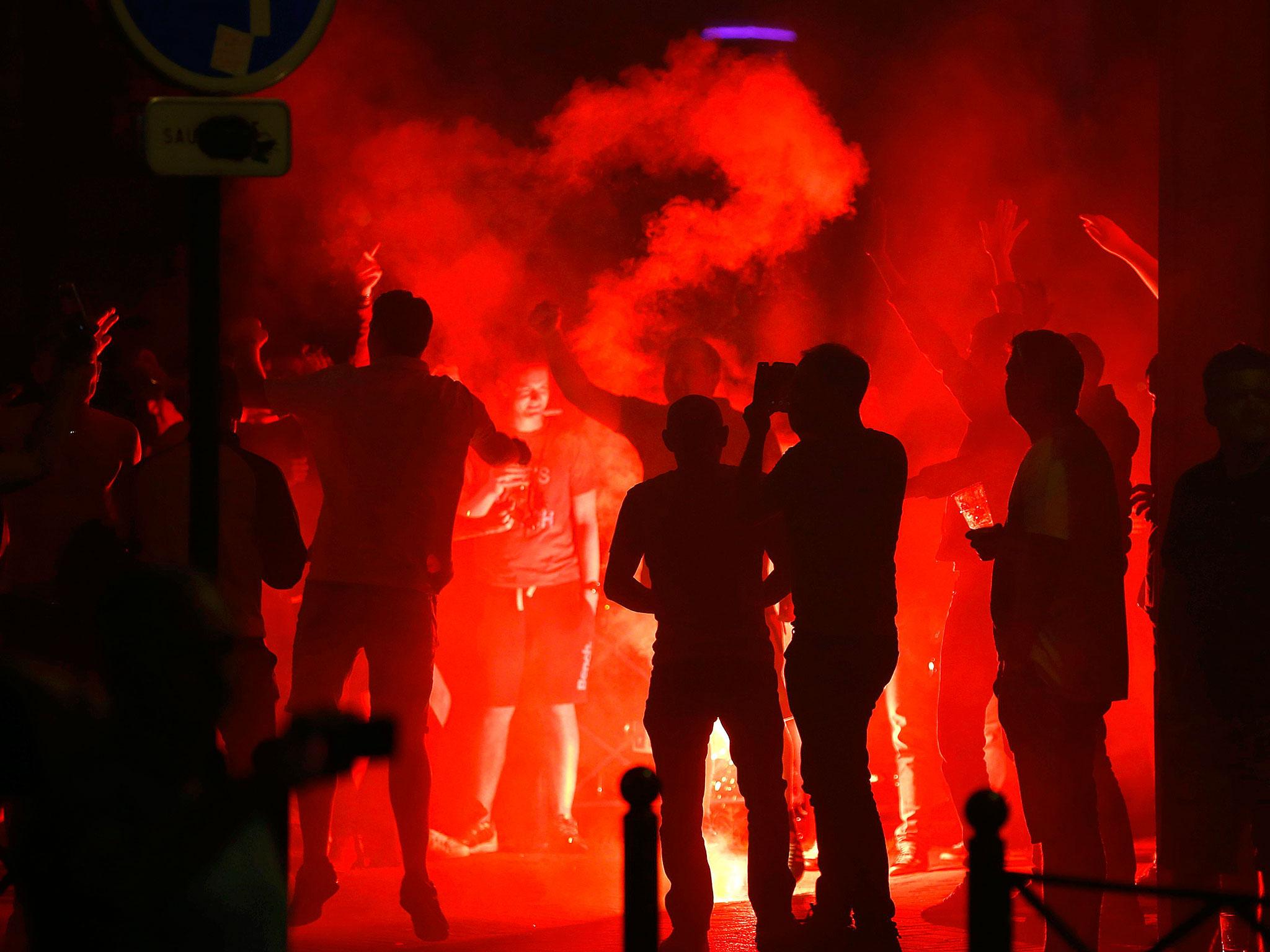 England fans during violent clashes in Lille