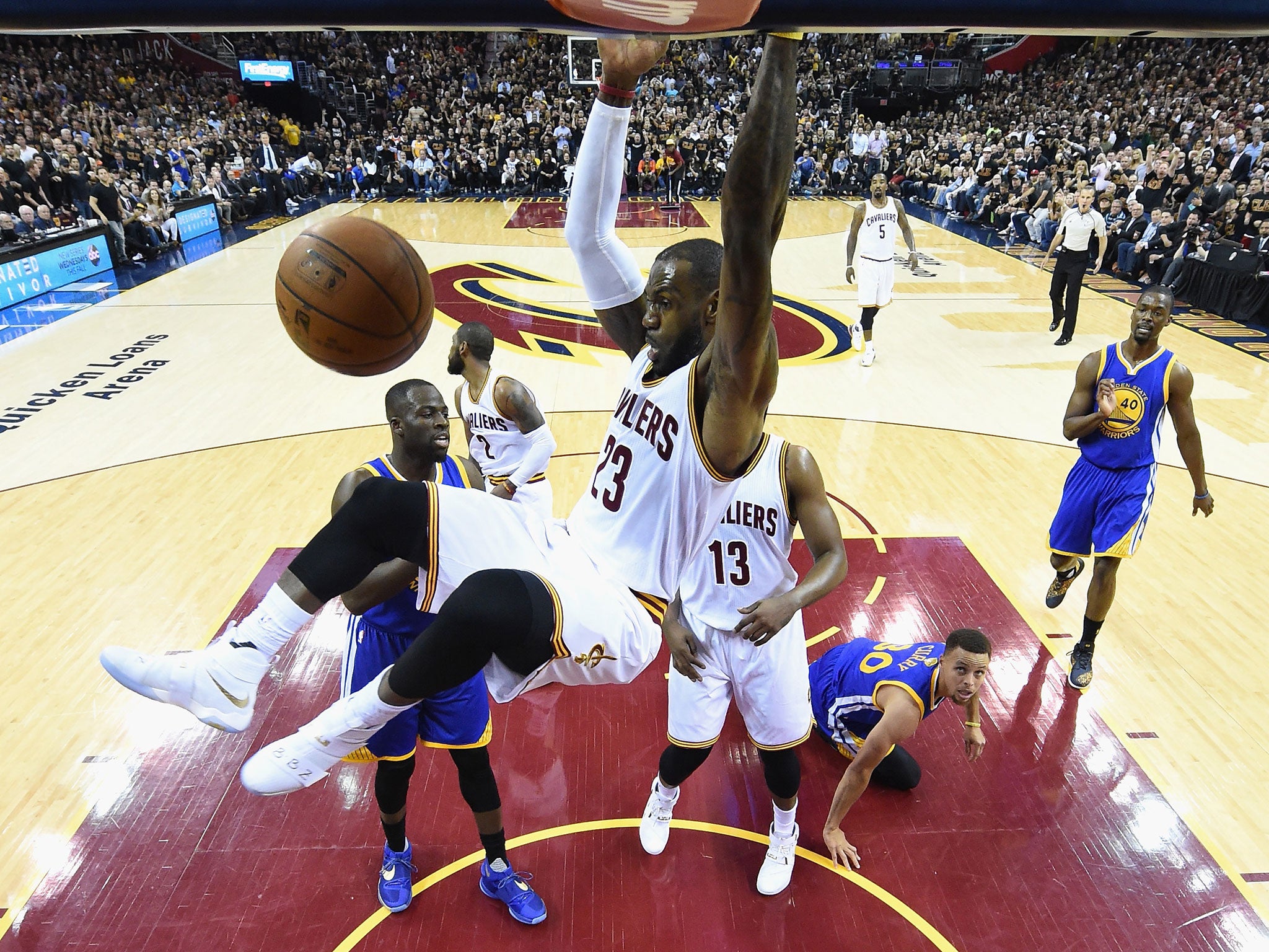 LeBron James scores for the Cavaliers