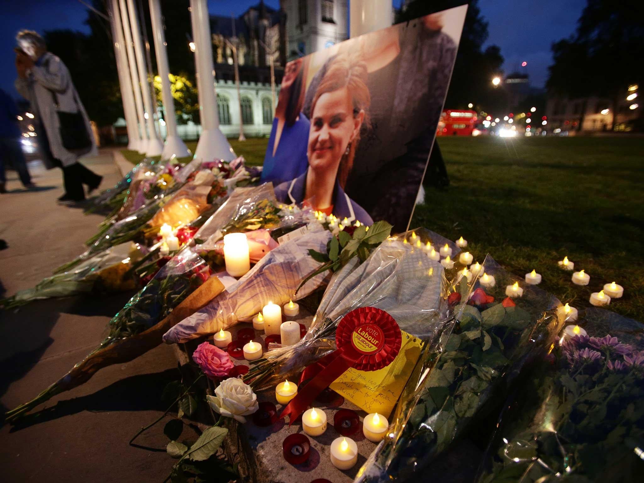 Tributes for Jo Cox are laid in Parliament Square