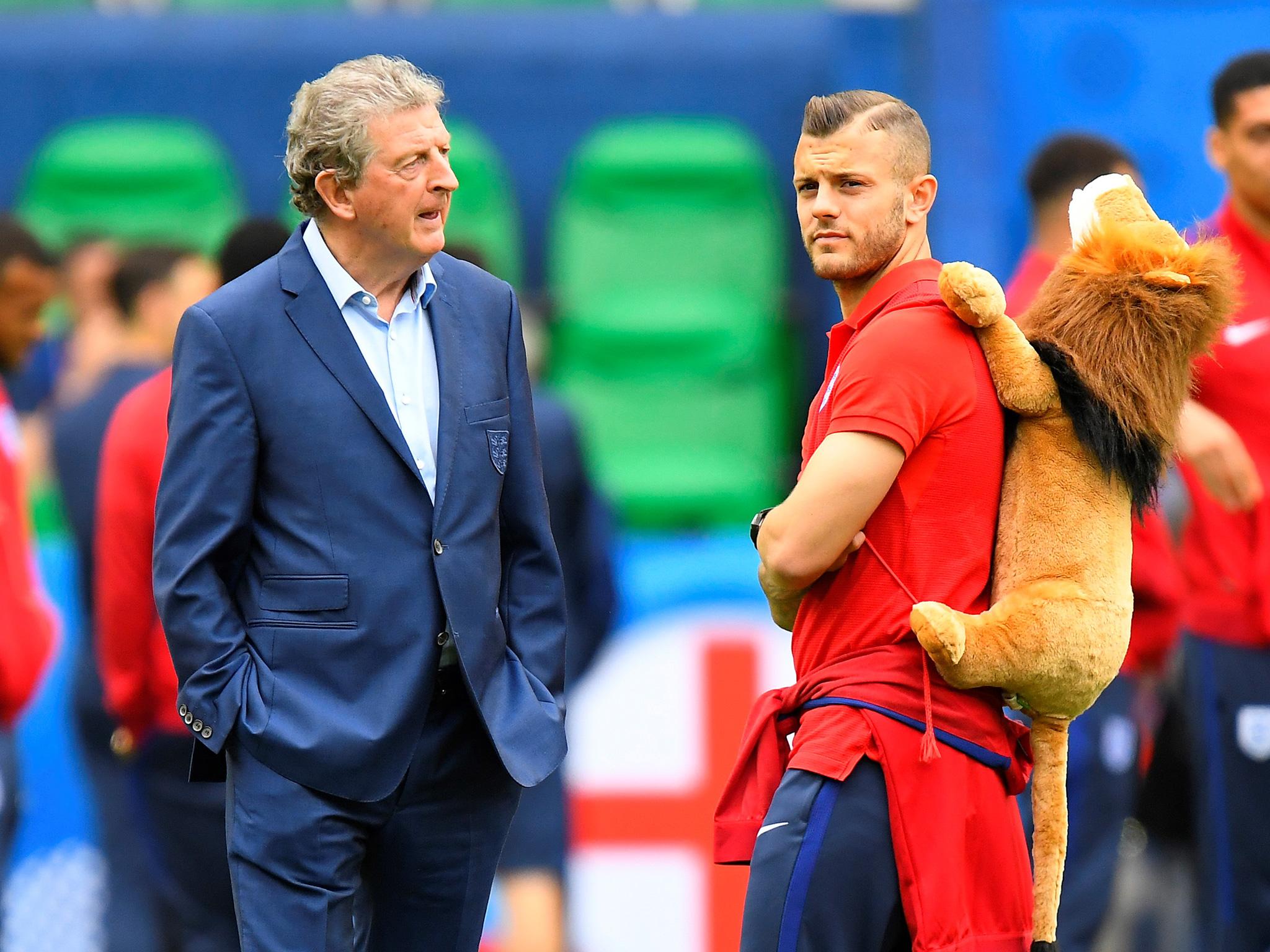 Roy Hodgson and Jack Wilshere before tonight's 8pm kick-off