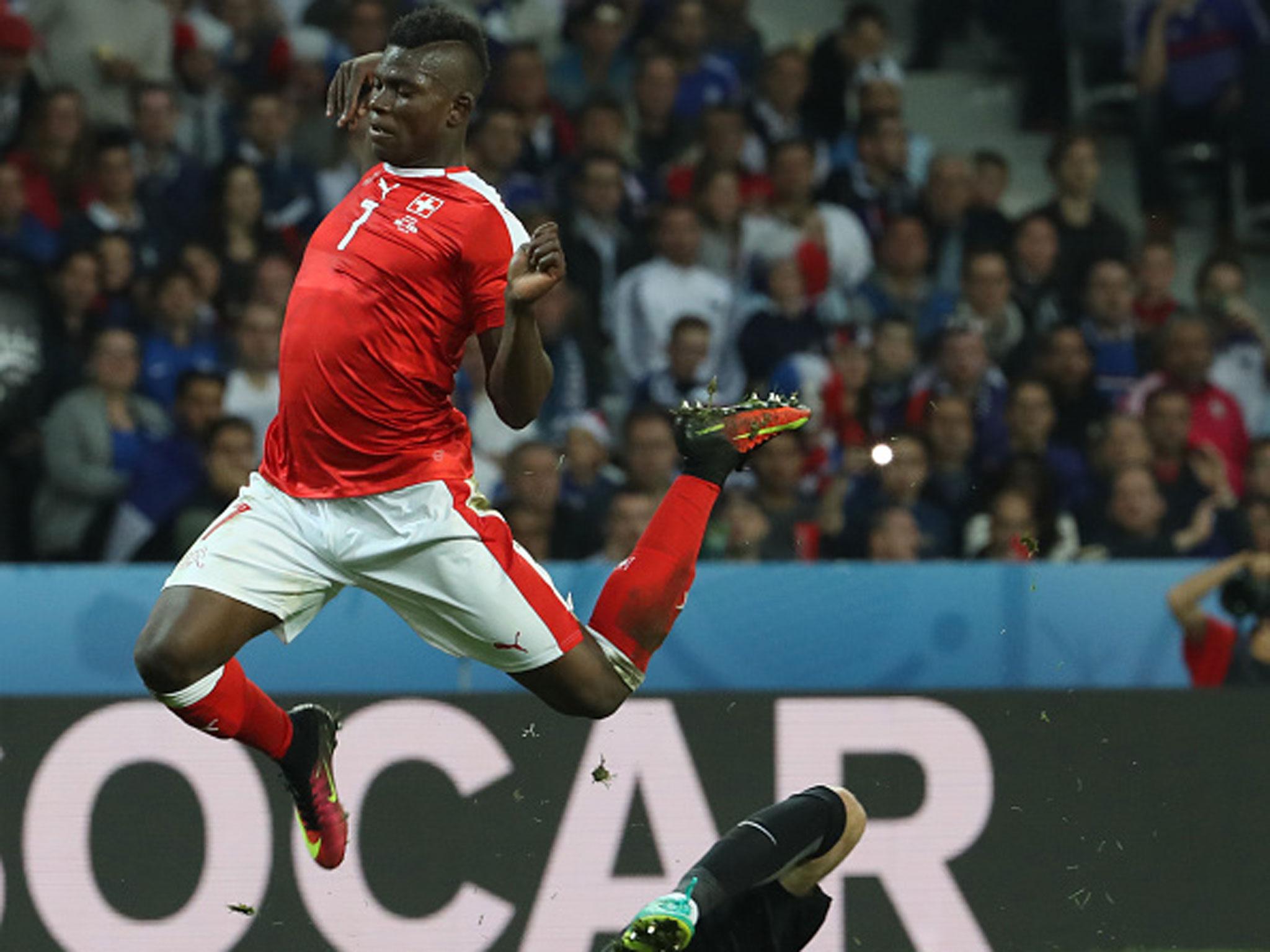 &#13;
Breel Embolo could not be faulted for effort but was unable to trouble the French backline (Getty)&#13;