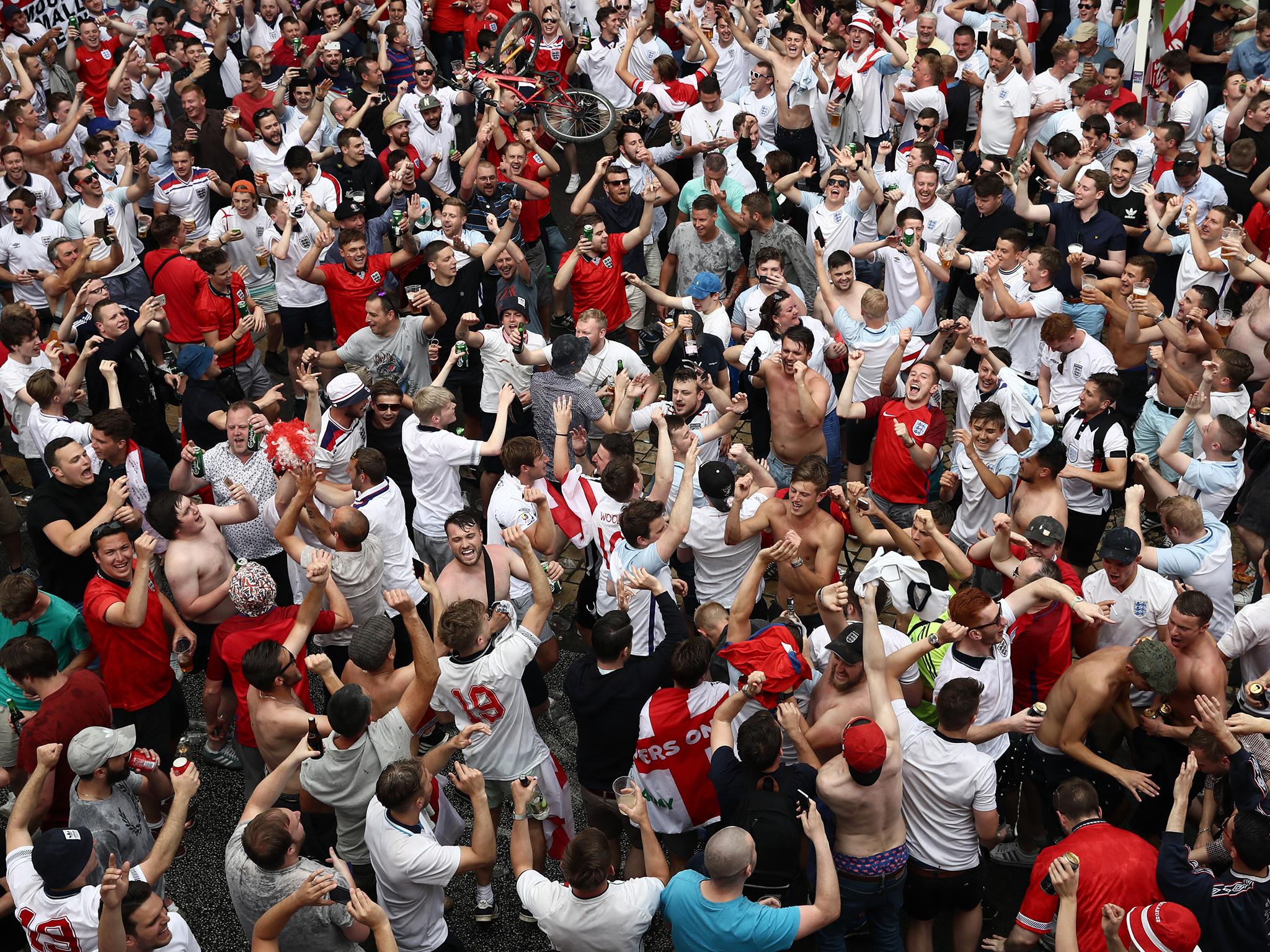 England fans were in celebratory mood in the streets of St Etienne