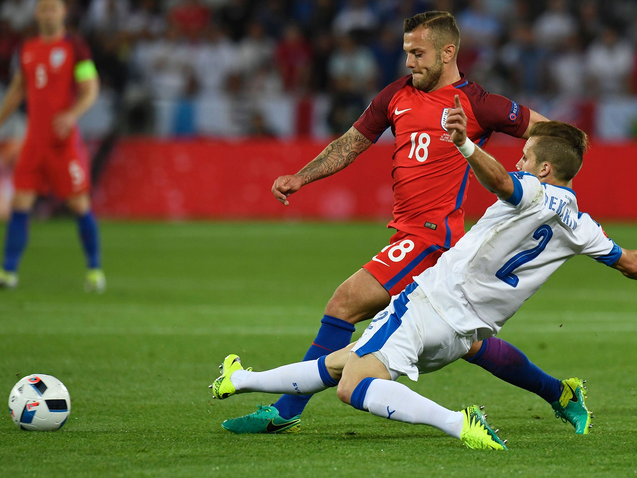 Jack Wilshere loses control of the ball against Slovakia