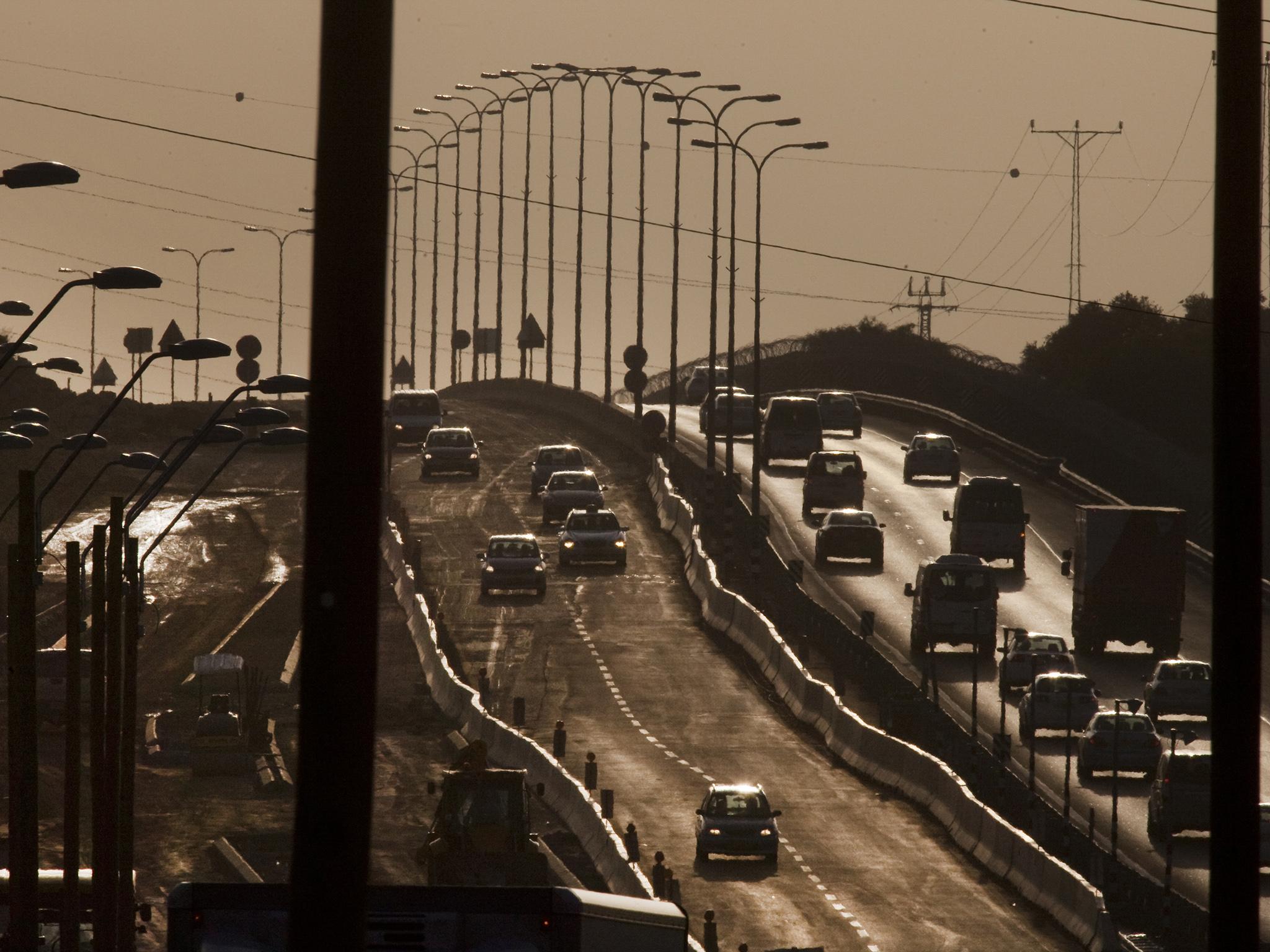 Route 443 in the occupied West Bank between Jerusalem to Tel Aviv