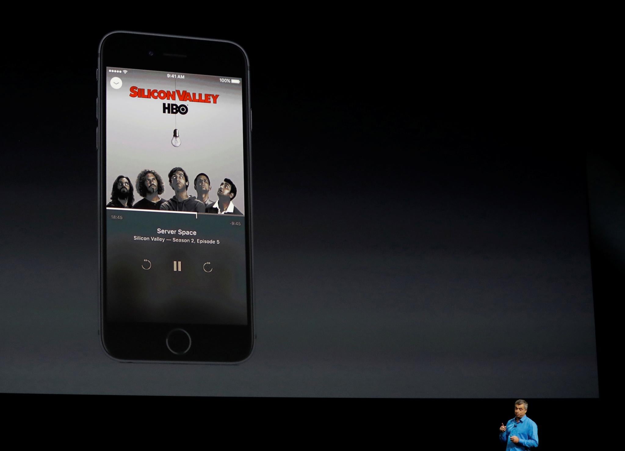 Eddy Cue, Senior Vice President of Internet Software and Services for Apple Inc., discusses the company's tvOS at the company's World Wide Developers Conference in San Francisco, California, U.S. June 13, 2016