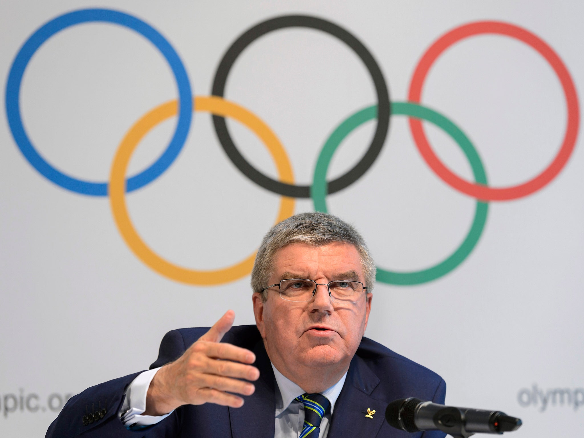 &#13;
IOC president Thomas Bach has resisted calls for a complete ban so far &#13;