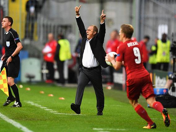 &#13;
Fatih Terim gestures on the touchline during Tuesday's victory over the Czech Republic (Getty)&#13;