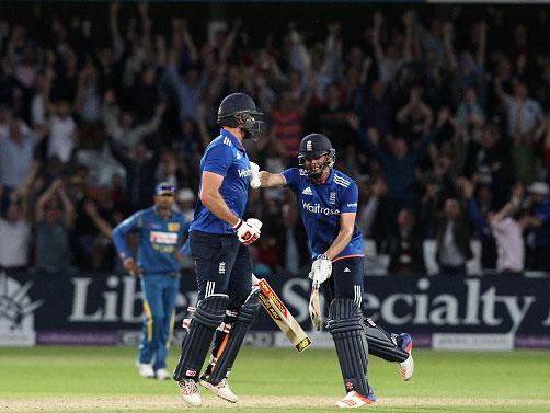 Liam Plunkett's last-ball heroics earn the celebrations of players and colleagues alike (Getty)