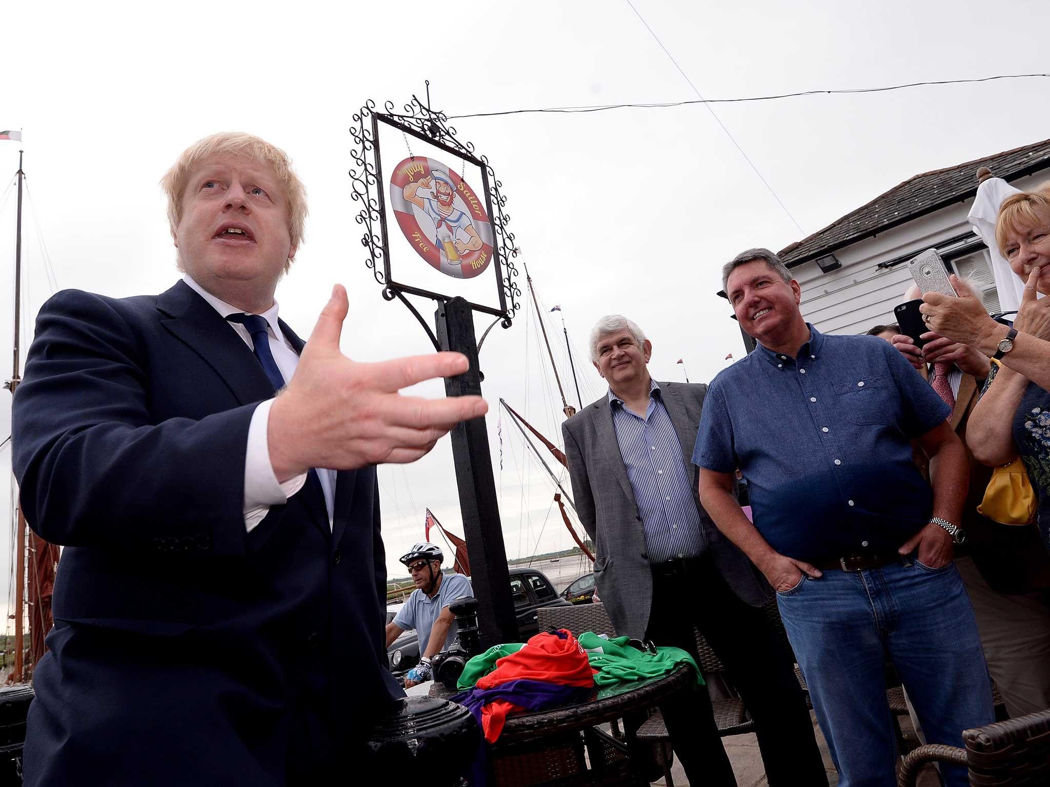 Boris Johnson meets supporters in Maldon