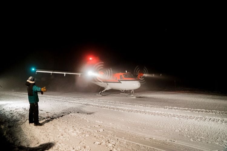 &#13;
The pilots had to contend with constant darkness and hazardous weather conditions &#13;