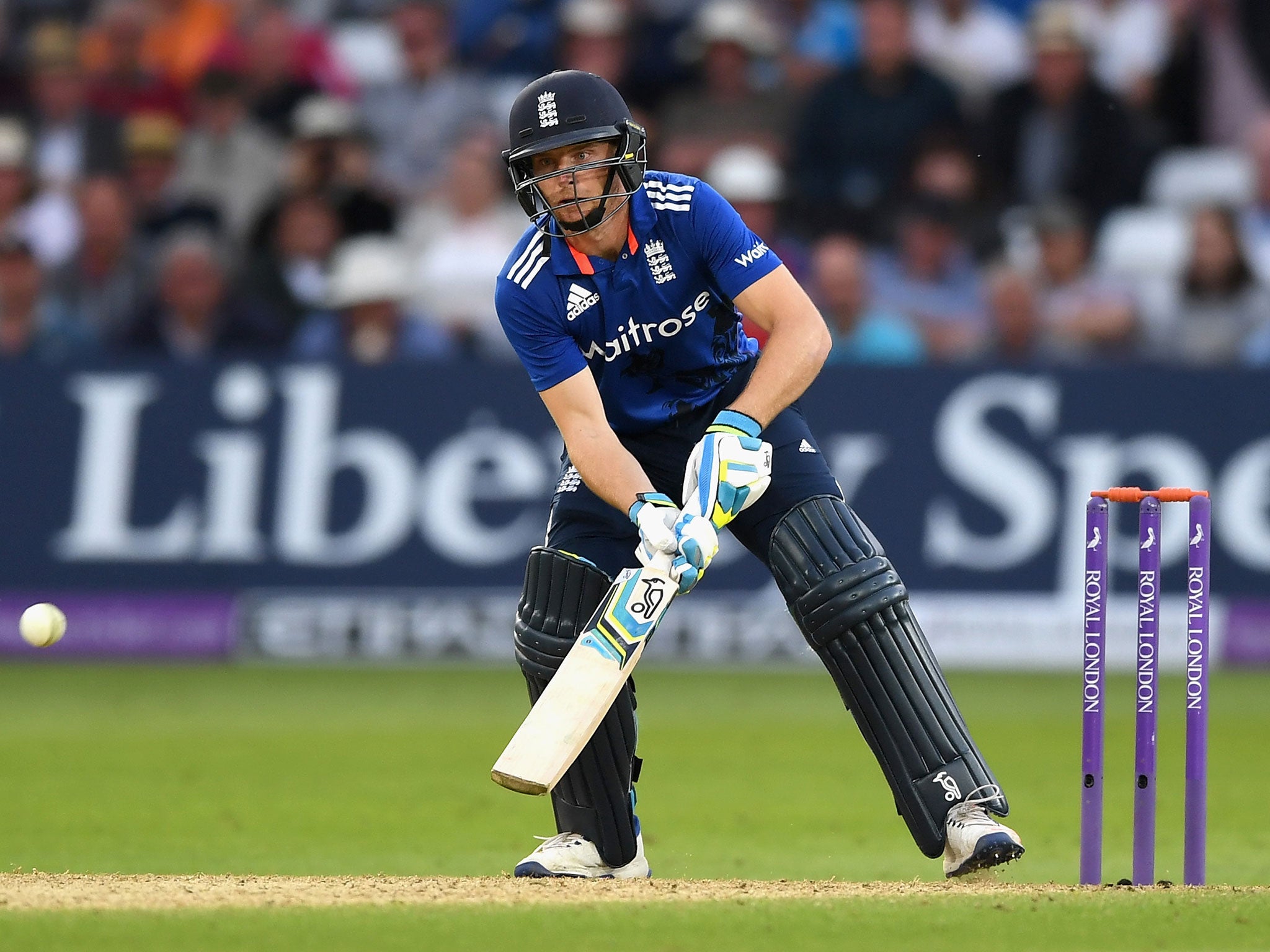 Jos Buttler gets out the ramp shot in the first one-dayer