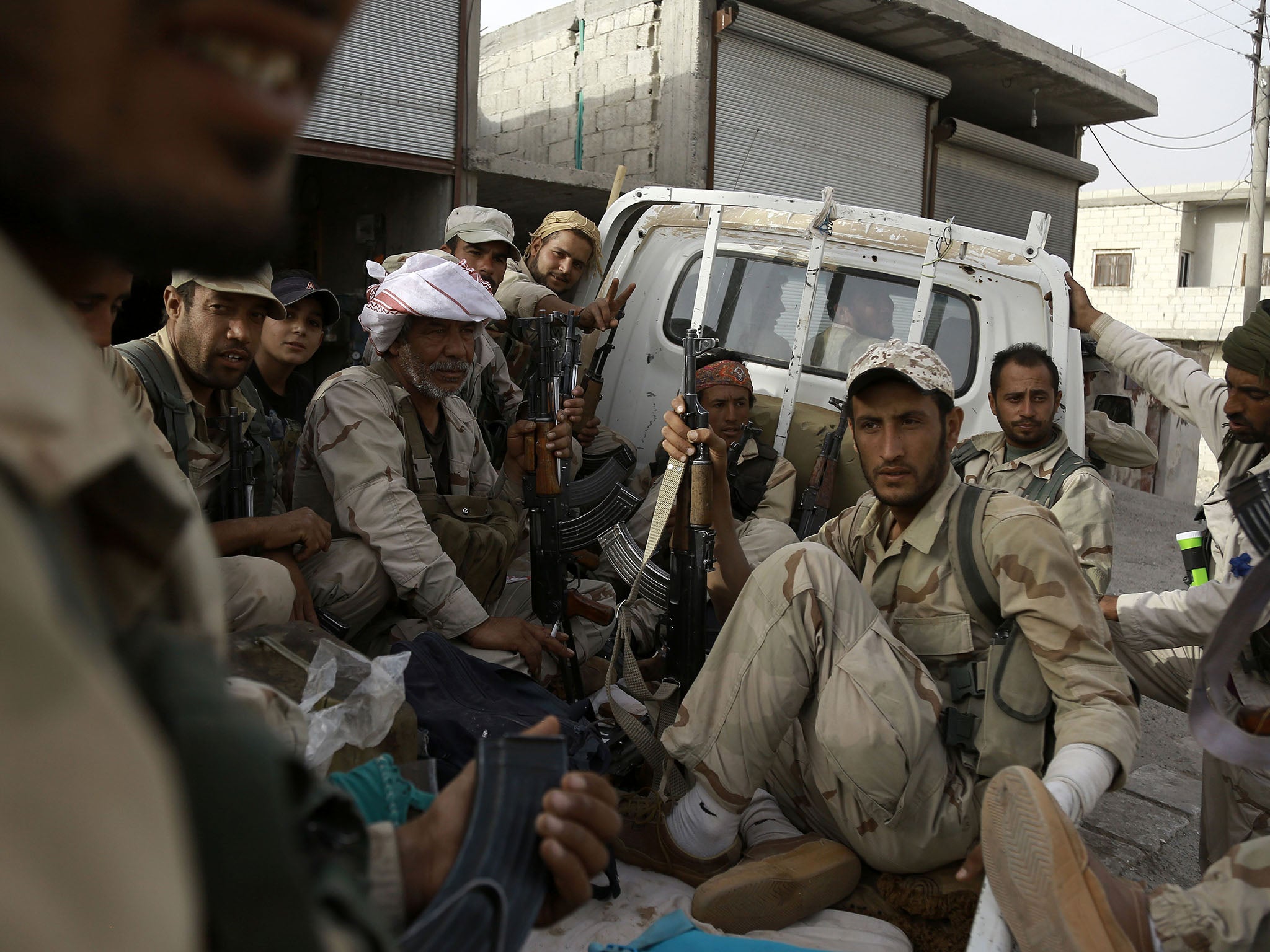 SDF fighters in Manbij