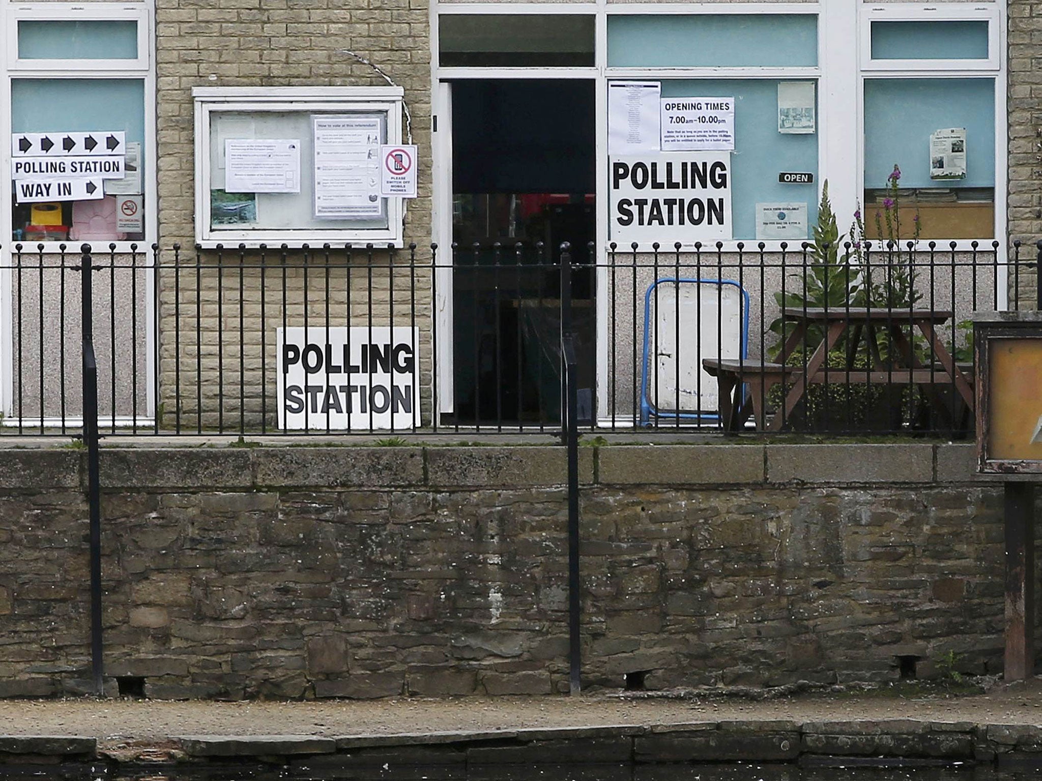 A polling station for the Referendum on the European Union in Etherow country park, Stockport