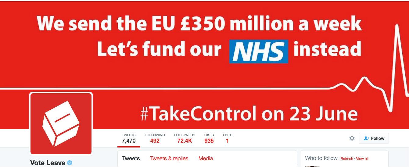 Vote Leave's Twitter banner