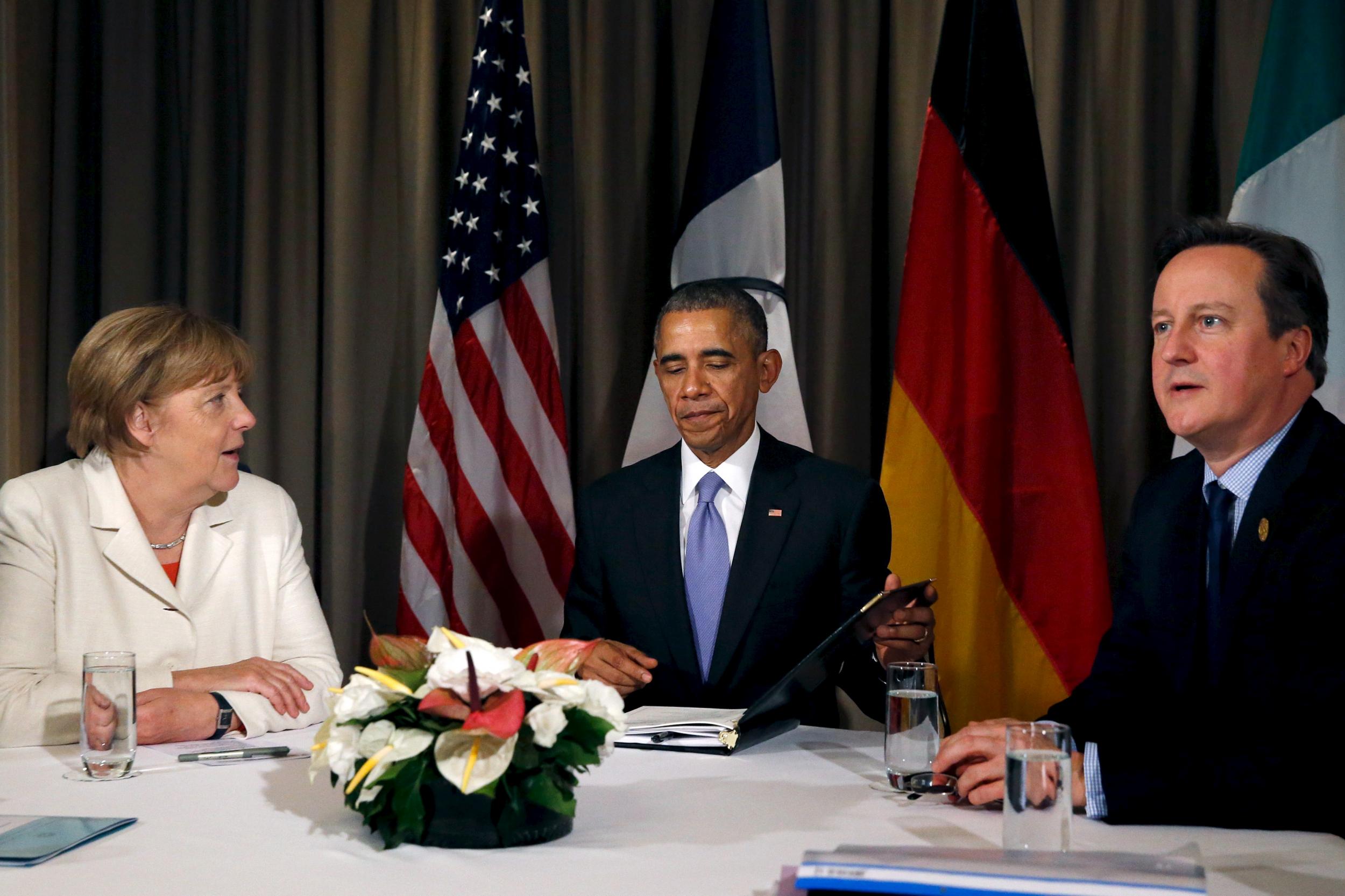 Barack Obama, Angela Merkel and David Cameron at a G20 summit in November