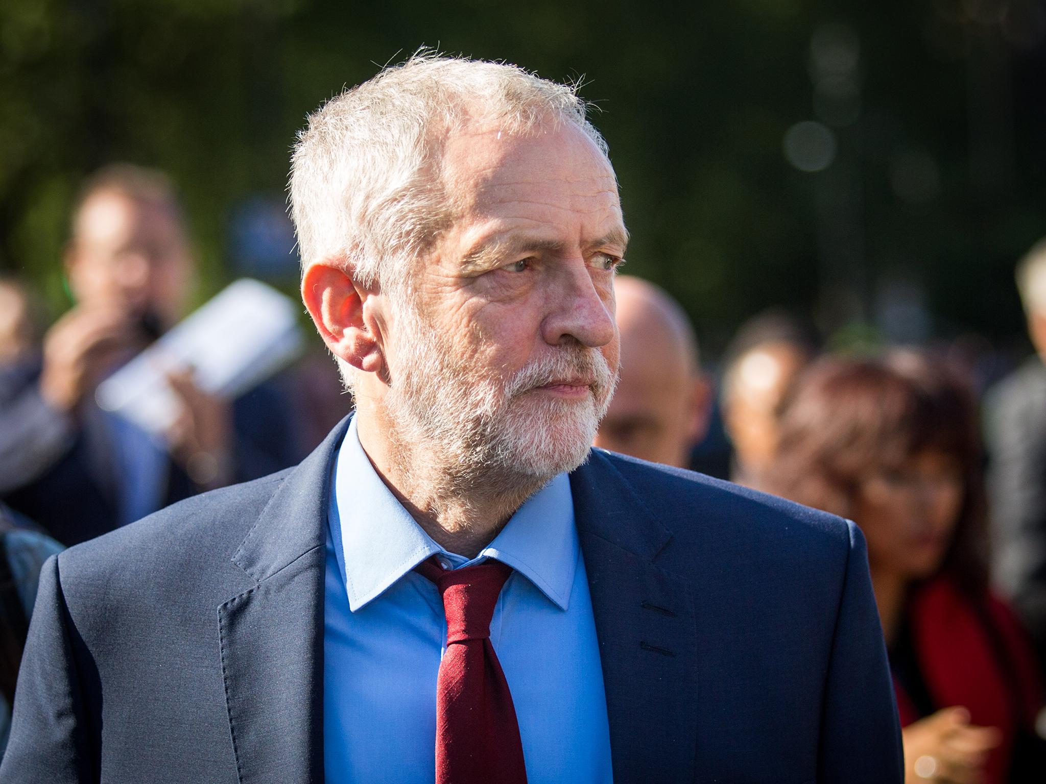 eremy Corbyn walks towards the Houses of Parliament on June 24, 2016 in London