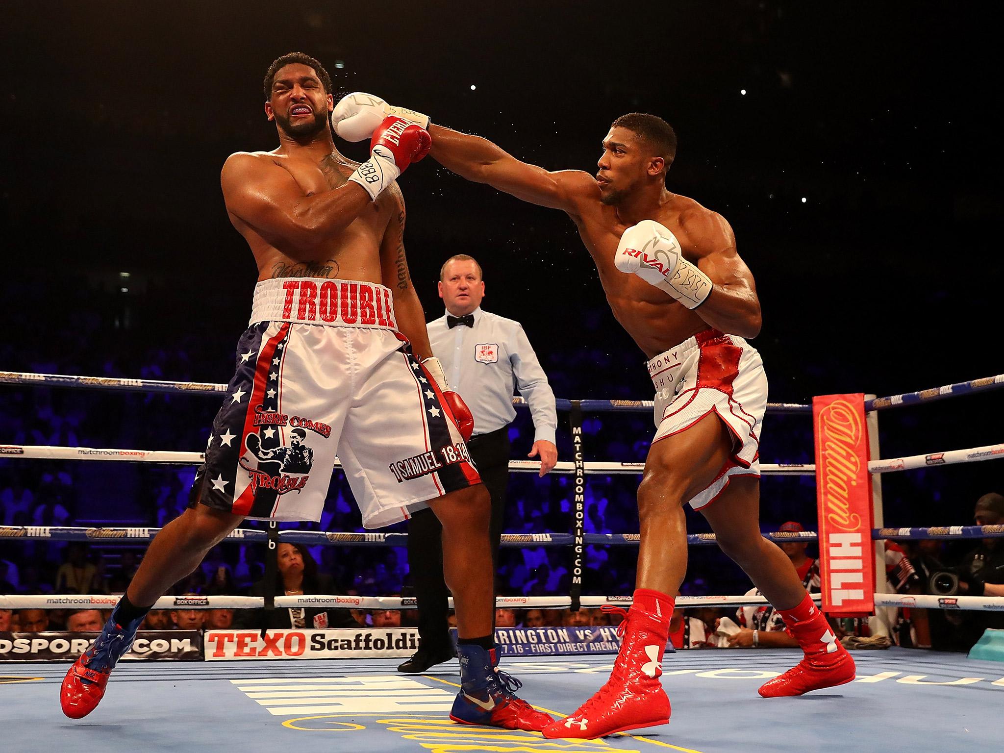 Joshua lands a punch on Breazeale