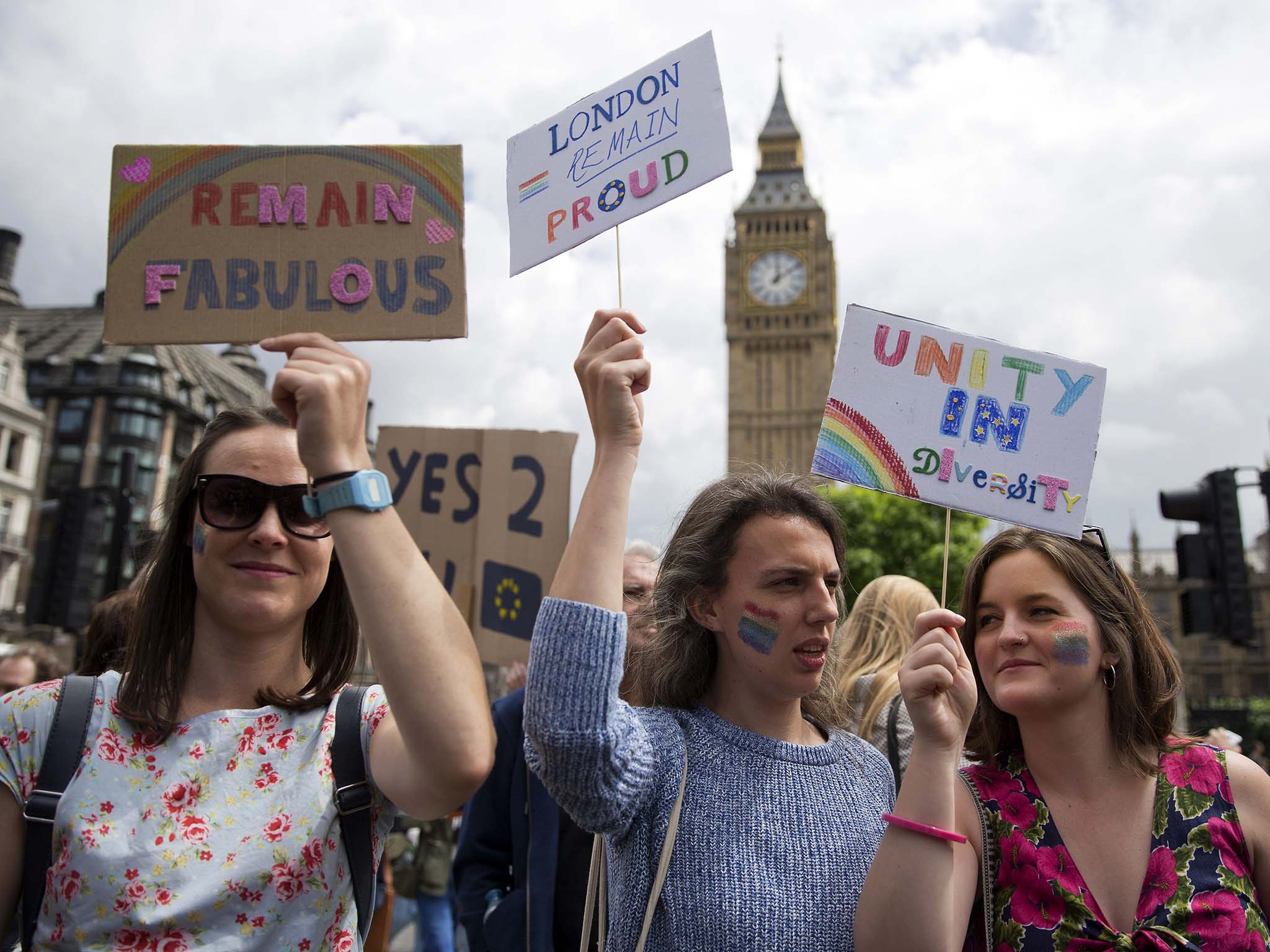 Demonstrators at a protest against the pro-Brexit outcome of the UK's referendum