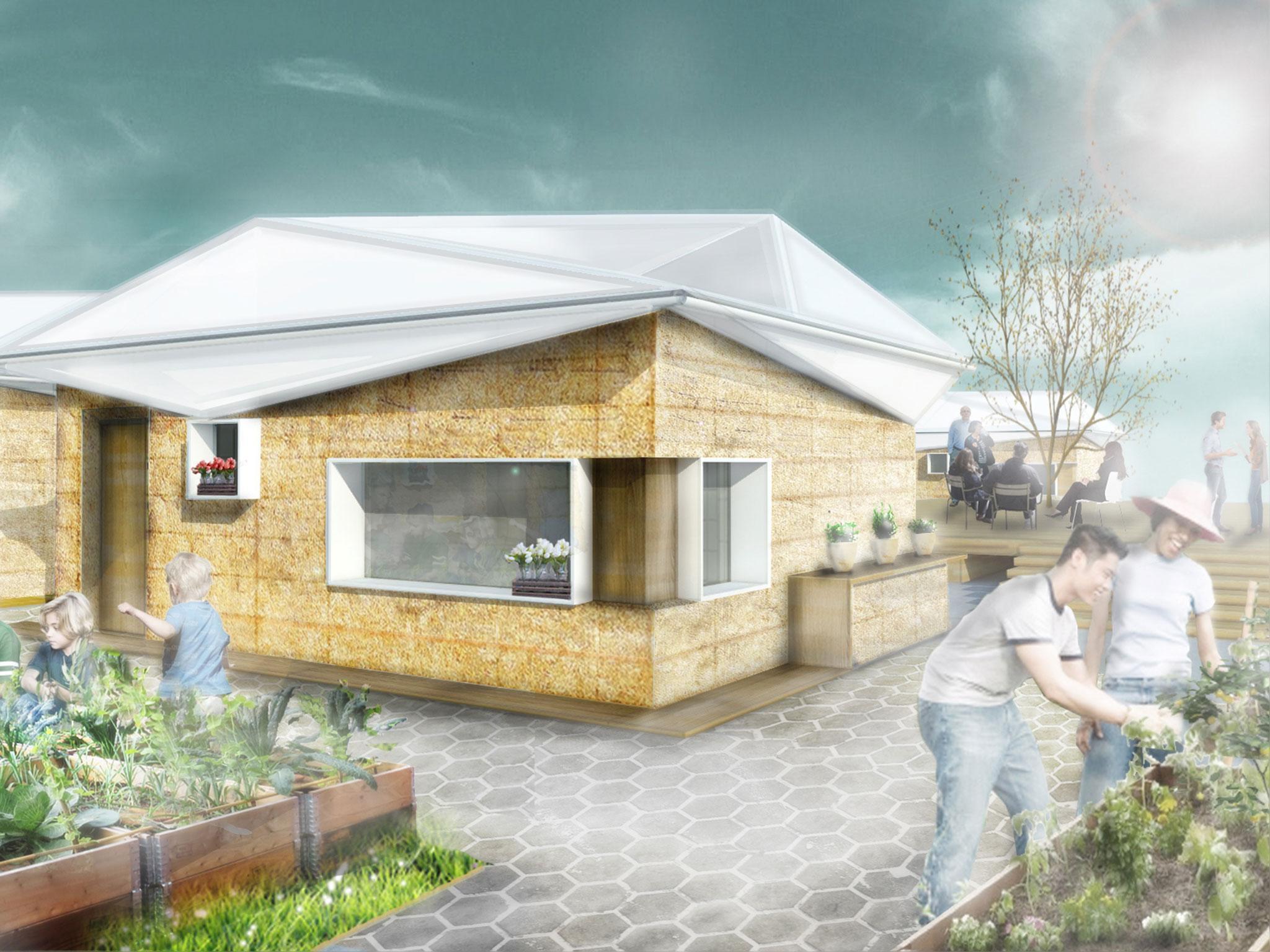 This ‘agrishelter’ design is built of biodegradable materials and is quick and easy to erect or demolish