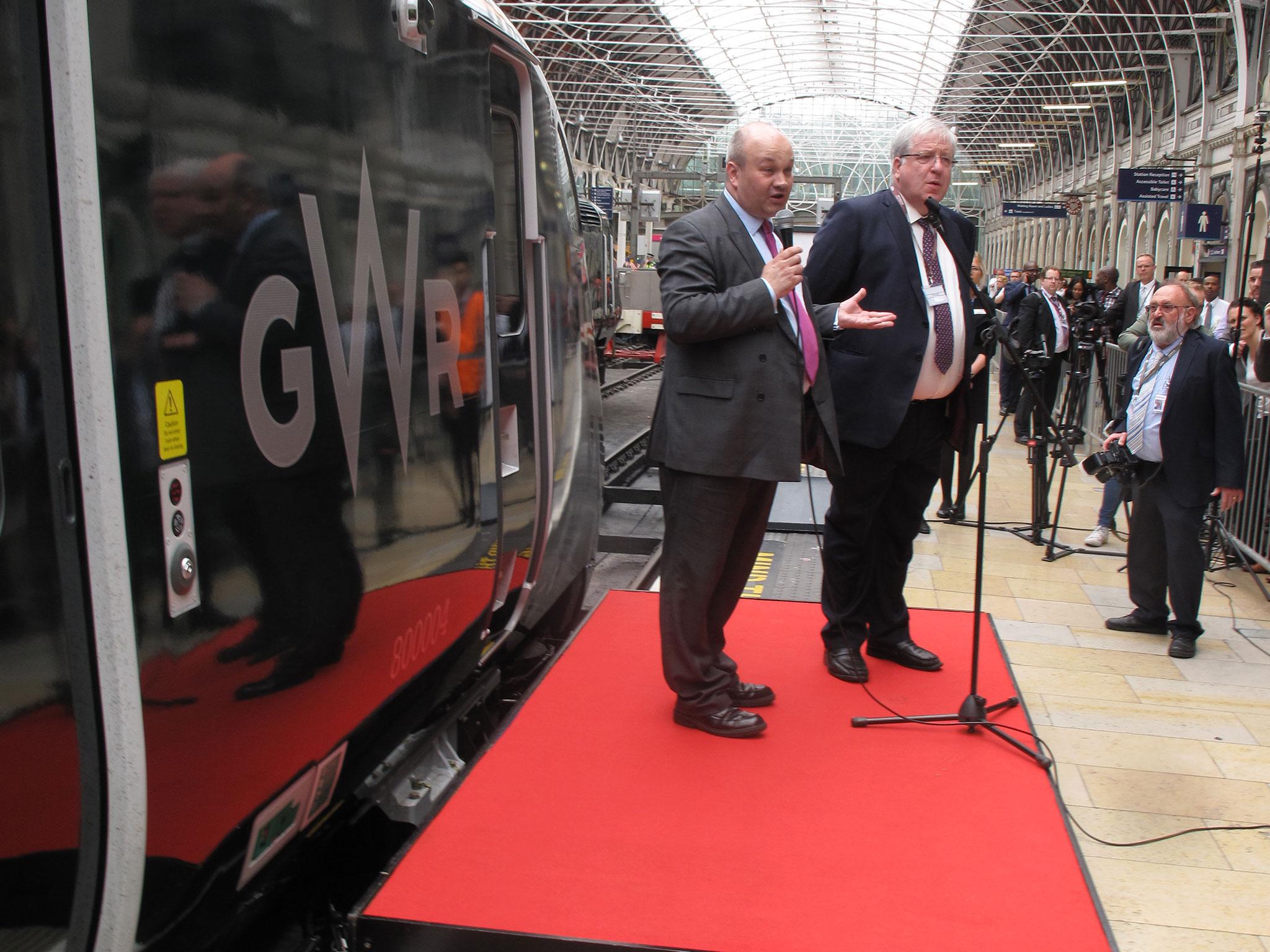 Managing Director of Great Western Railway, Mark Hopwood (left) with Transport Secretary Patrick McLoughlin