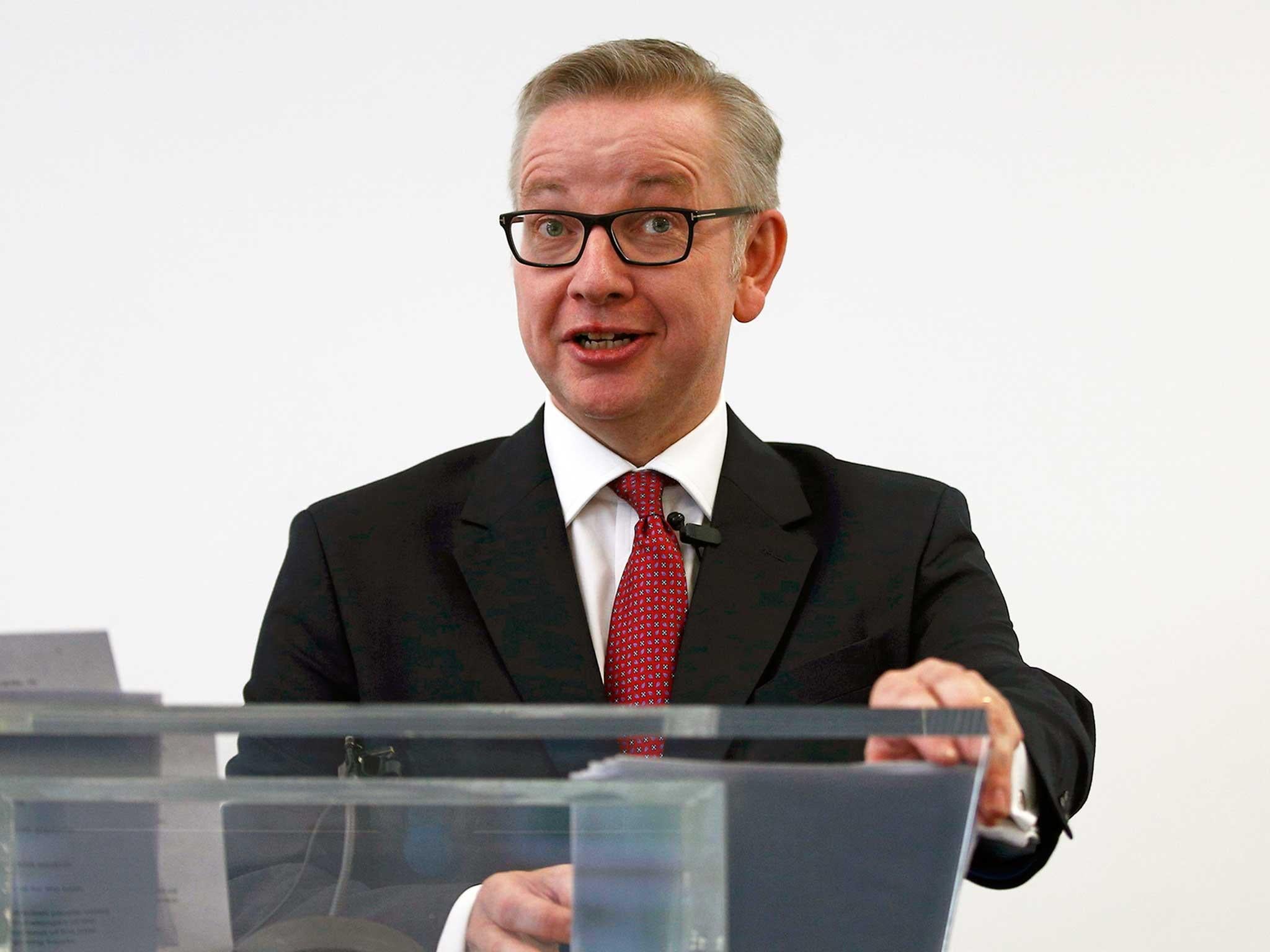 Michael Gove delivers his speech after announcing his bid to become Conservative Party leader