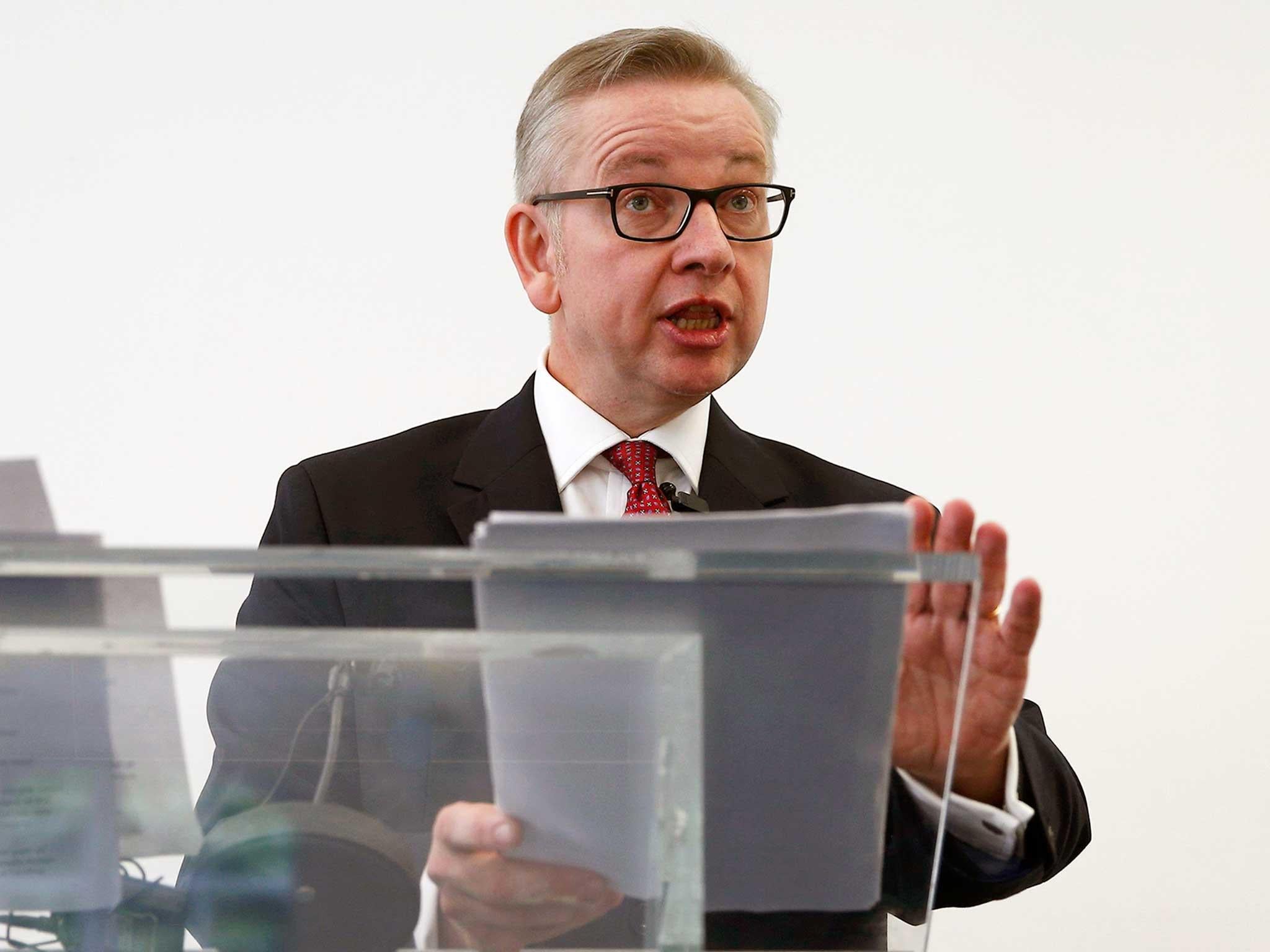 Michael Gove delivers his speech after announcing his bid to become Conservative Party leader