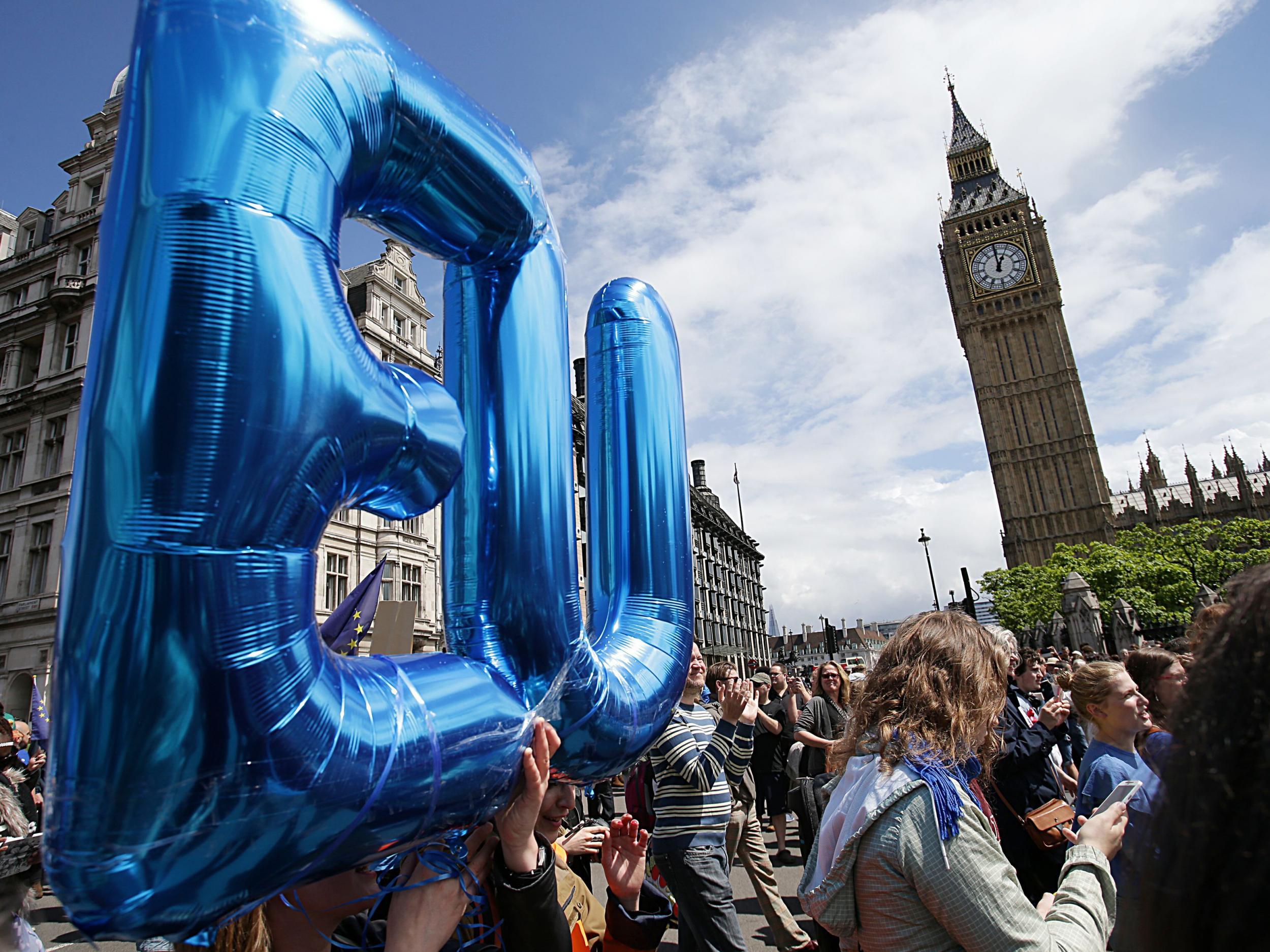 Anti-Brexit demonstrators protest outside Parliament