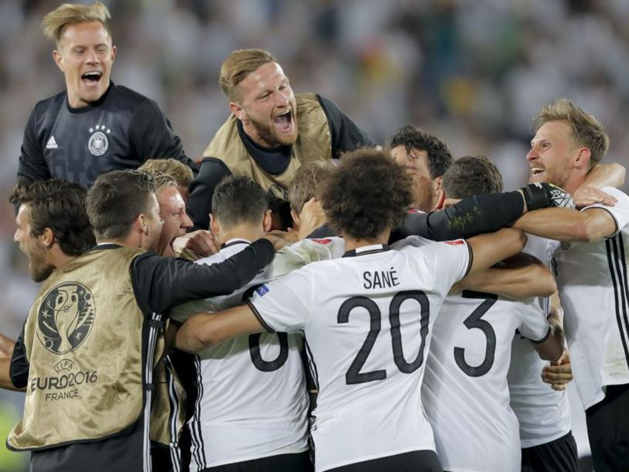 Germany's players celebrate reaching the semi-finals