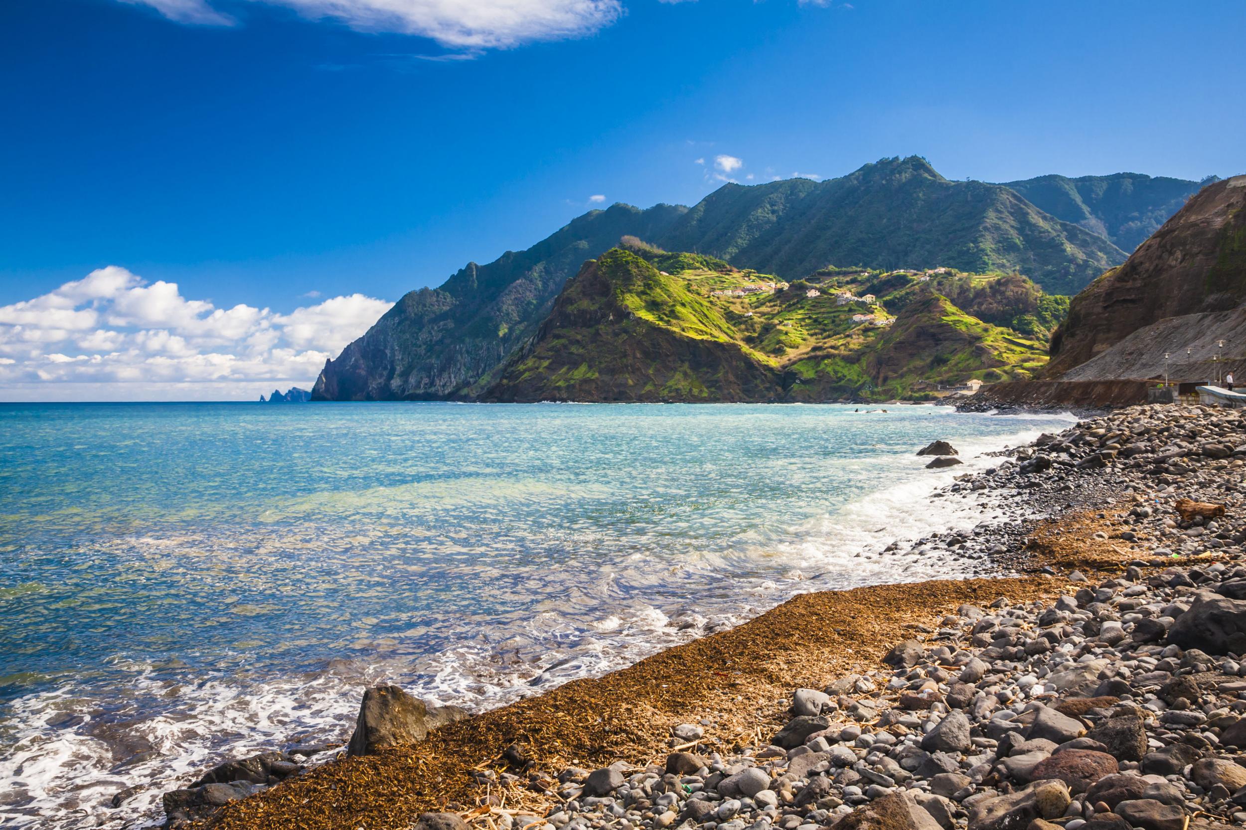 The Sparsely populated beach at Faial