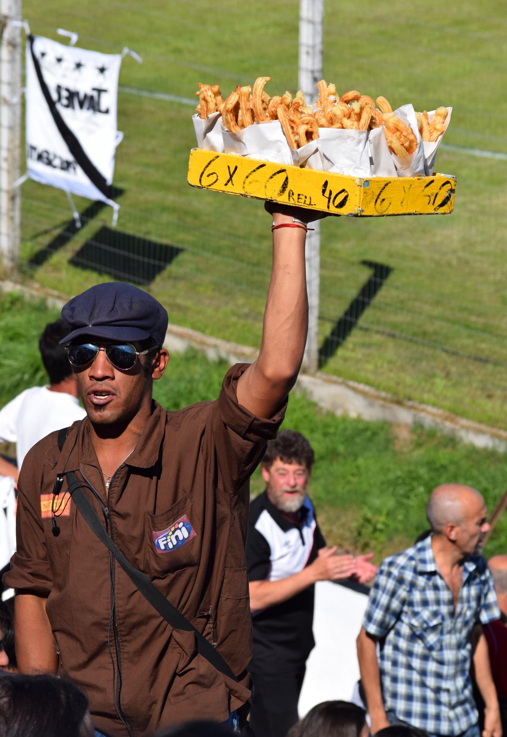 A churro vendor at the Danubio game