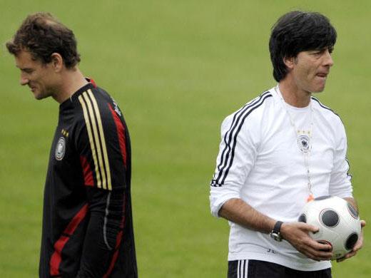 Jens Lehmann pictured in training with Germany manager Joachim Low in 2008 (Getty)