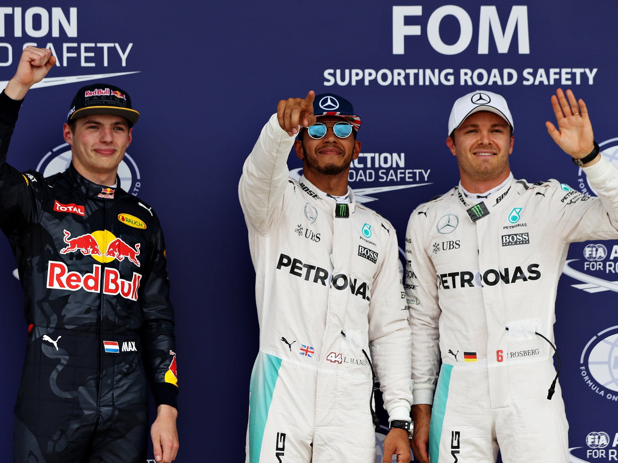 Lewis Hamilton will start the British Grand Prix from pole ahead of Nico Rosberg and Max Verstappen