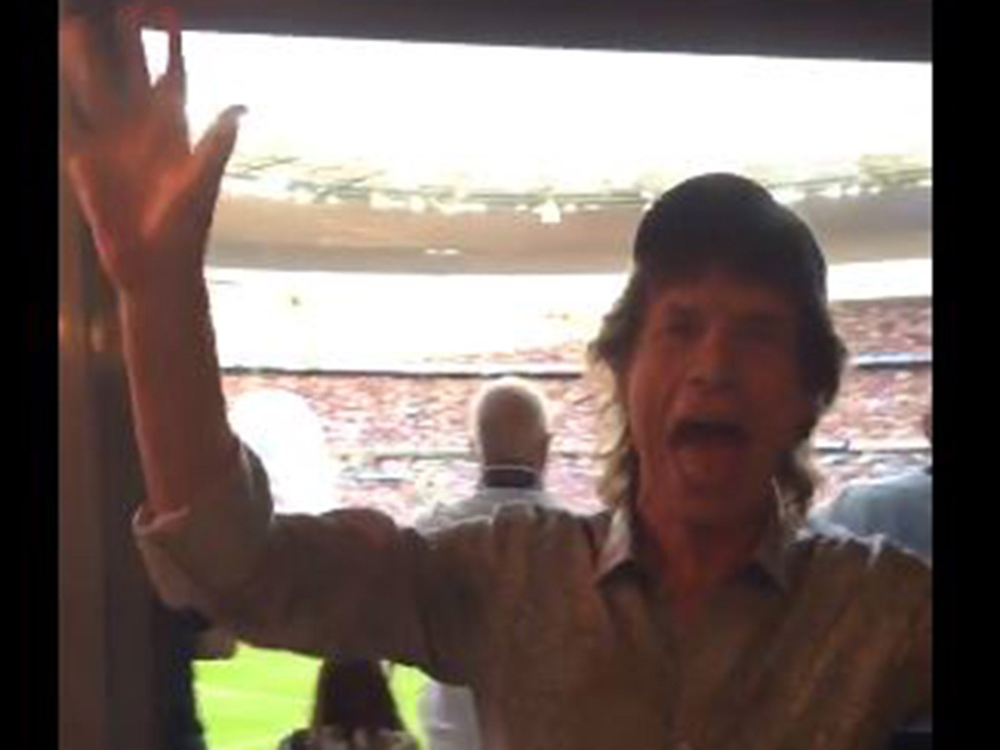 Mick Jagger enjoys his visit to the Stade de France for the Euro 2016 final