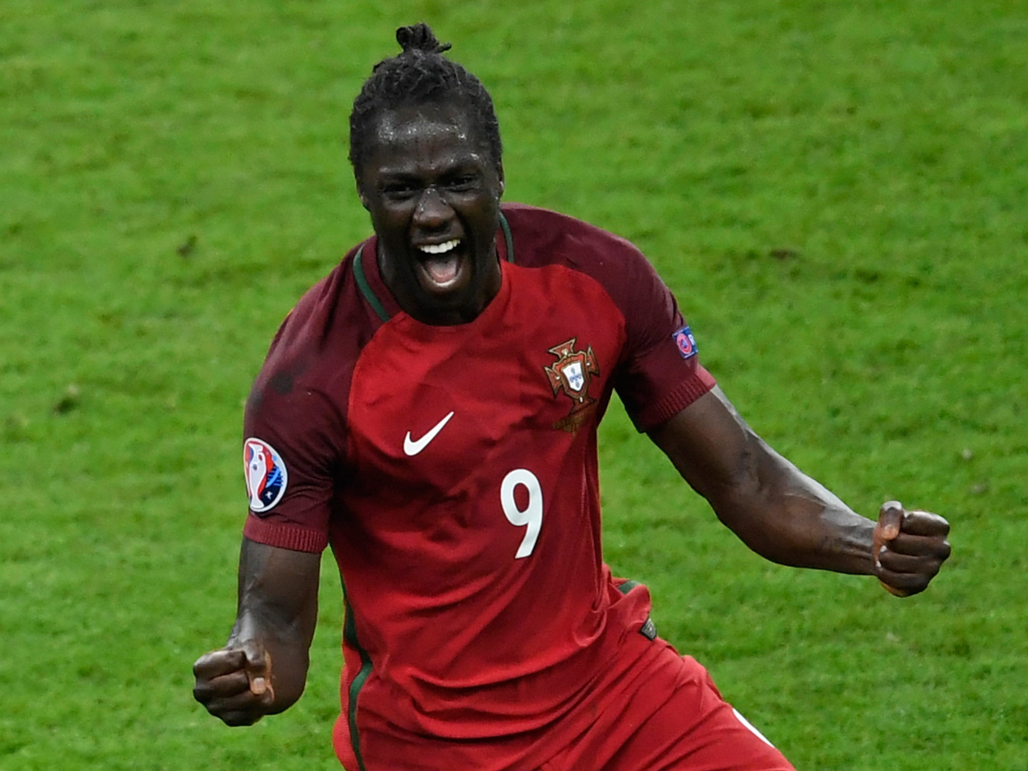 Eder celebrates winning the European Championship for Portugal