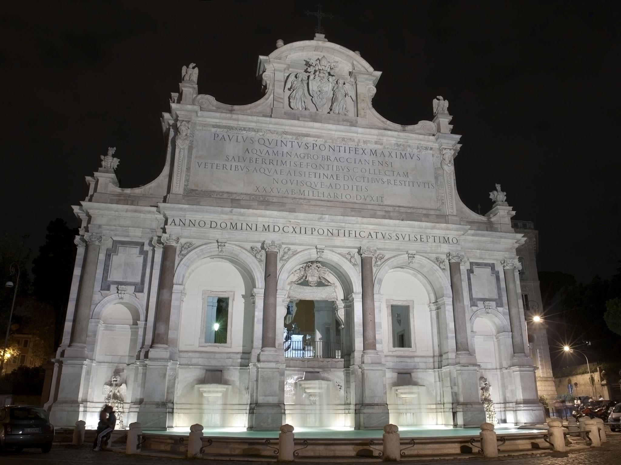 Fontana dell'Acqua Paola, Fontana Paola, Fontanone del Gianicolo, or simply il Fontanone, on the Janiculum hill, Rome