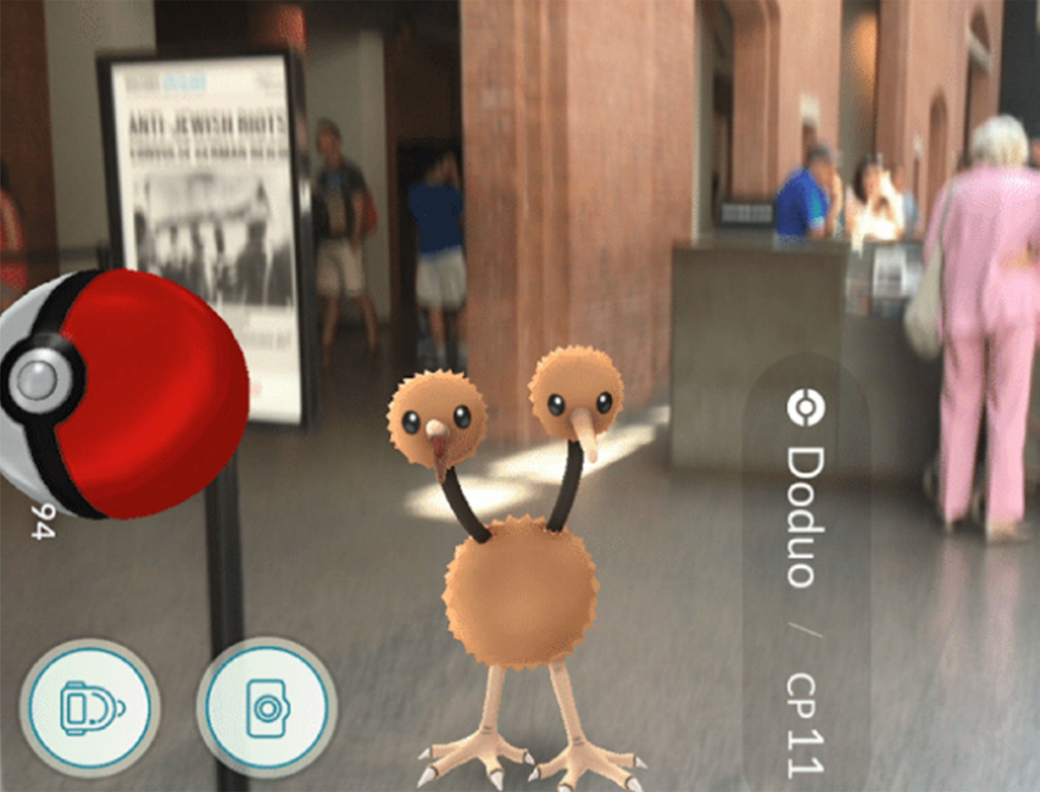 A Doduo found in the Holocaust Museum on Pokémon Go