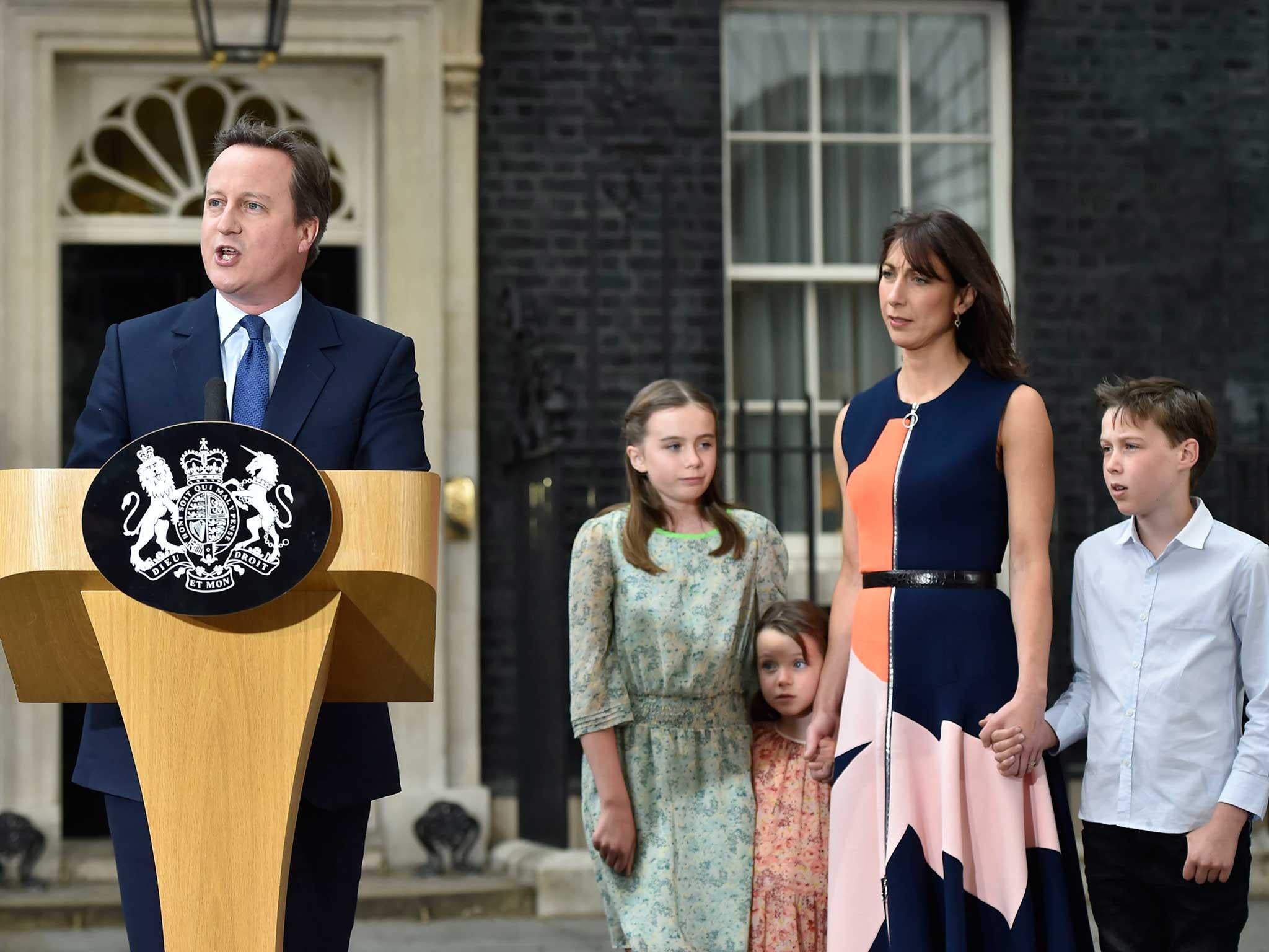 David Cameron outside 10 Downing Street, before leaving for Buckingham Palace to formally resign