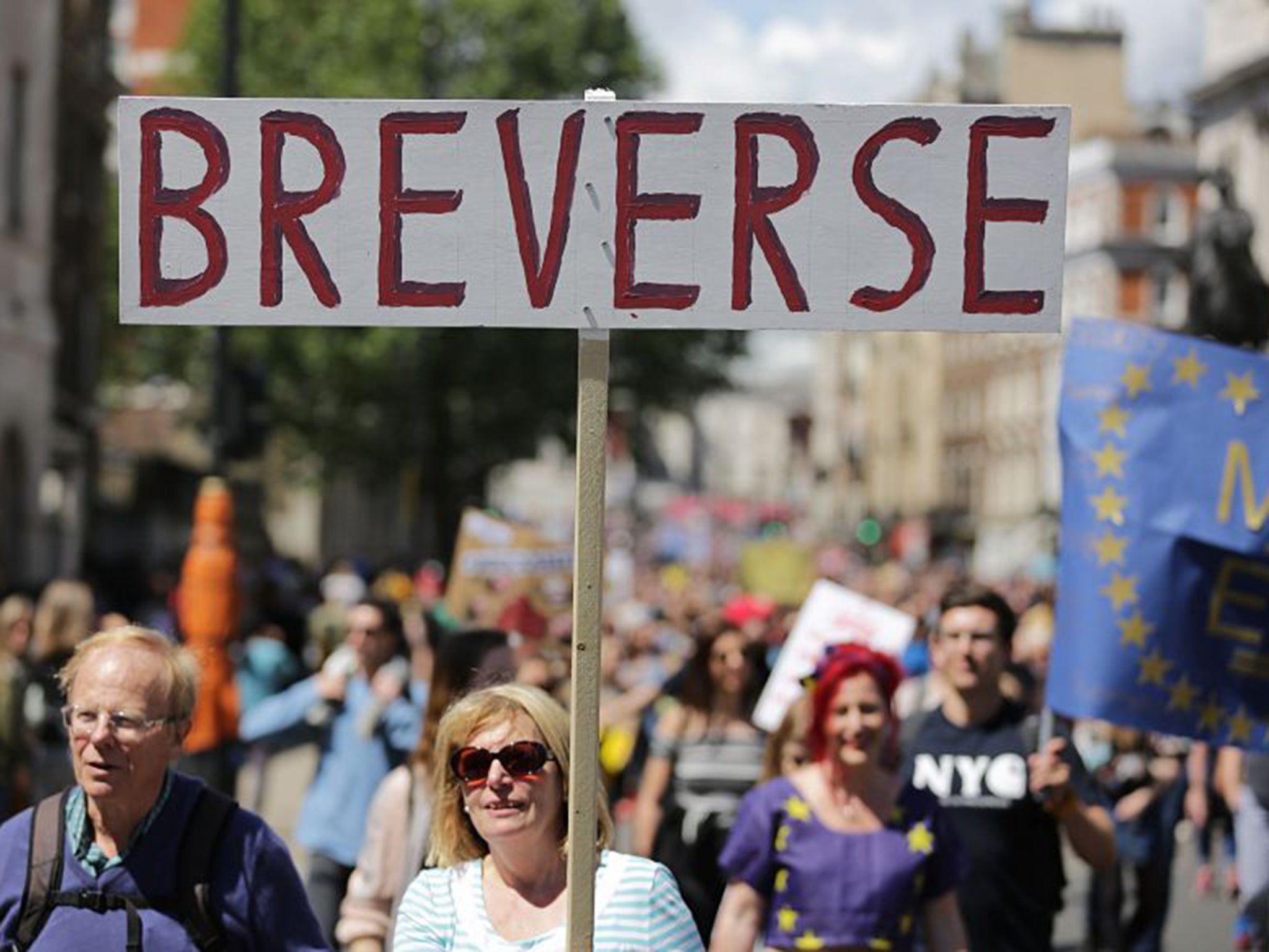 Remain supporters marching to Parliament Square earlier this month