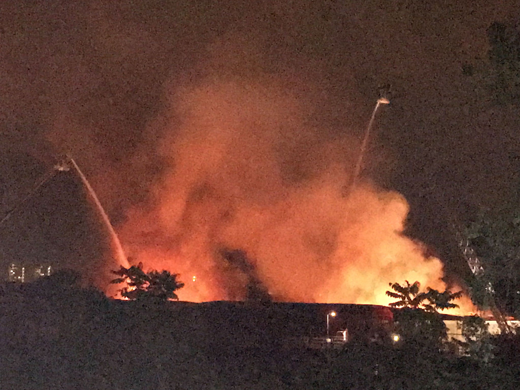 Around 100 firefighters were called to tackle the fire